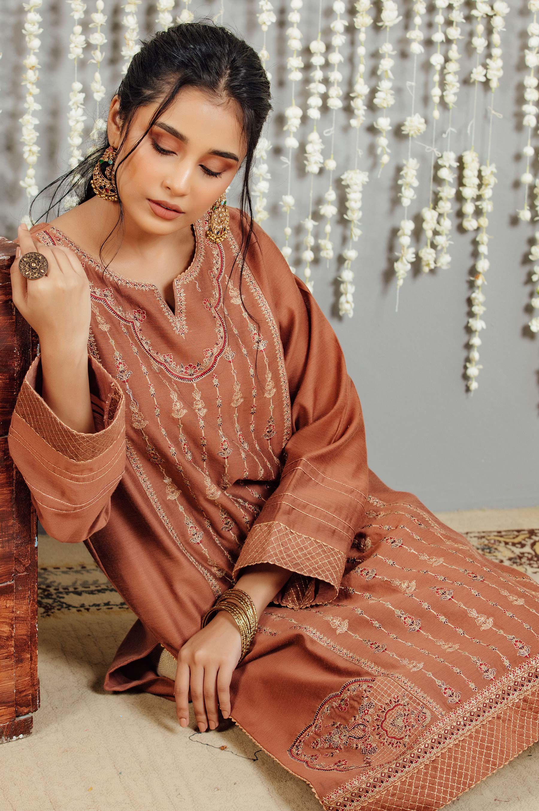 Stitched 1 Piece Cotton Net Embroidered Shirt - Image 5