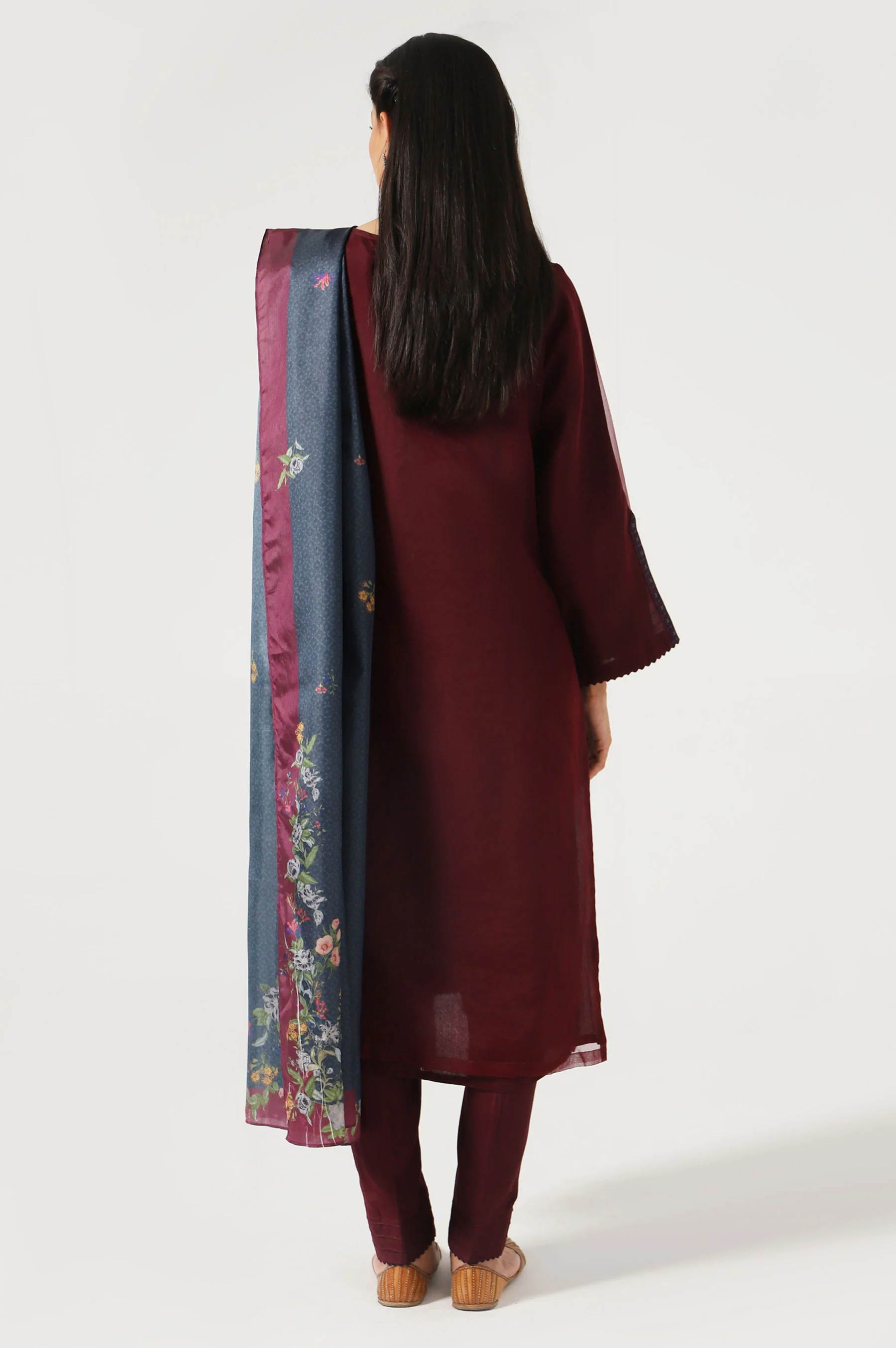 Stitched 2 Piece Cotton Net Embroidered Shirt - Image 2