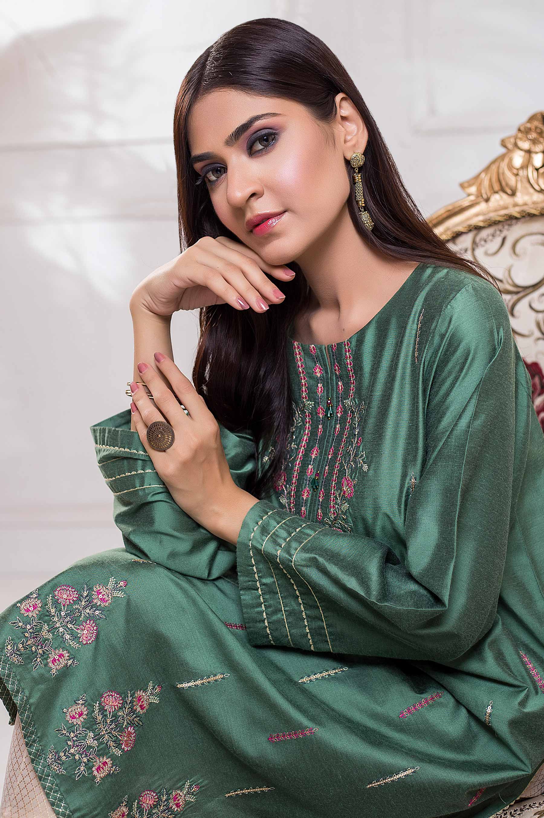 Stitched 1 Piece Cotton Silk Embroidered Shirt - Image 6