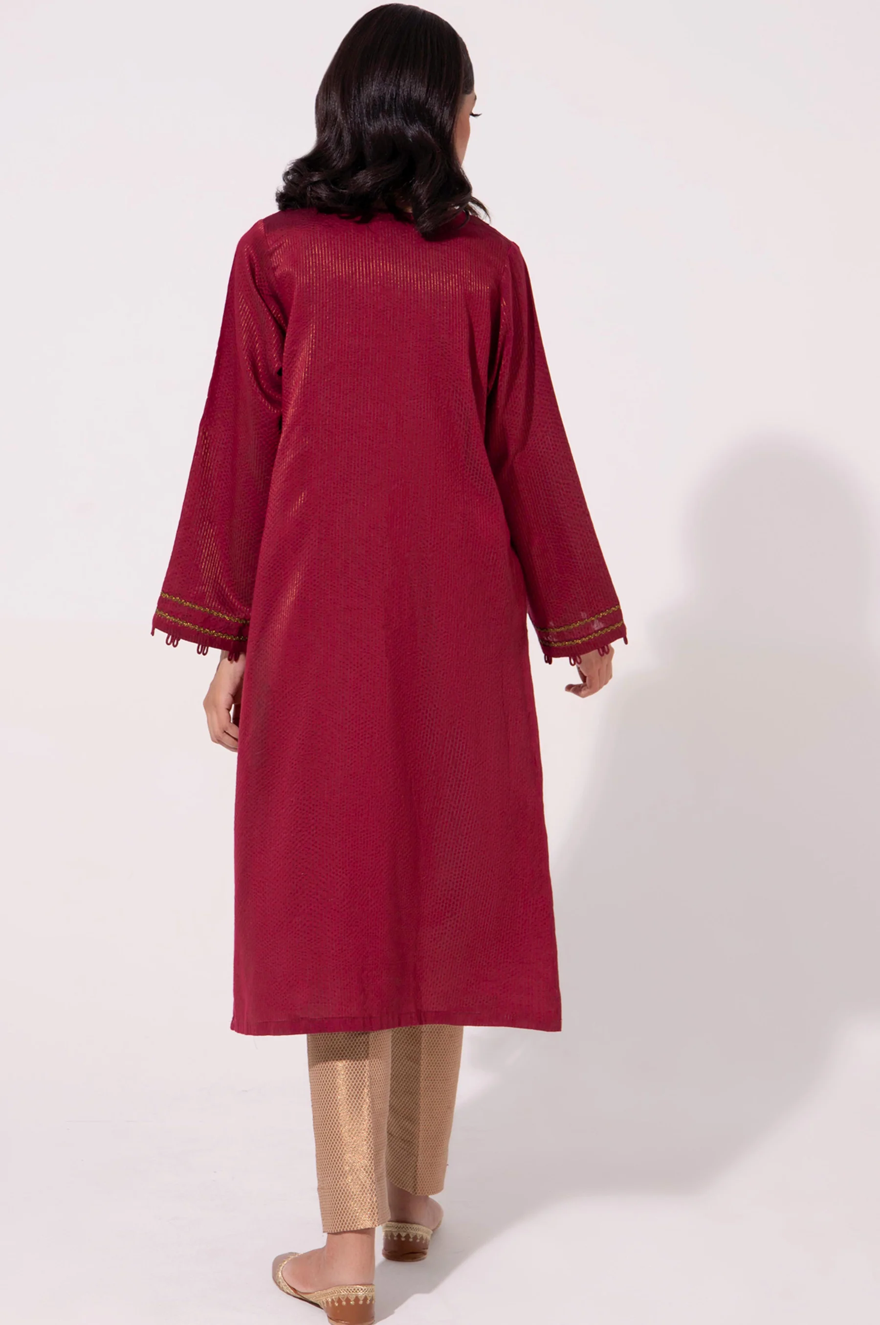Stitched 1 Piece Cotton silk Embroidered Shirt - Image 2