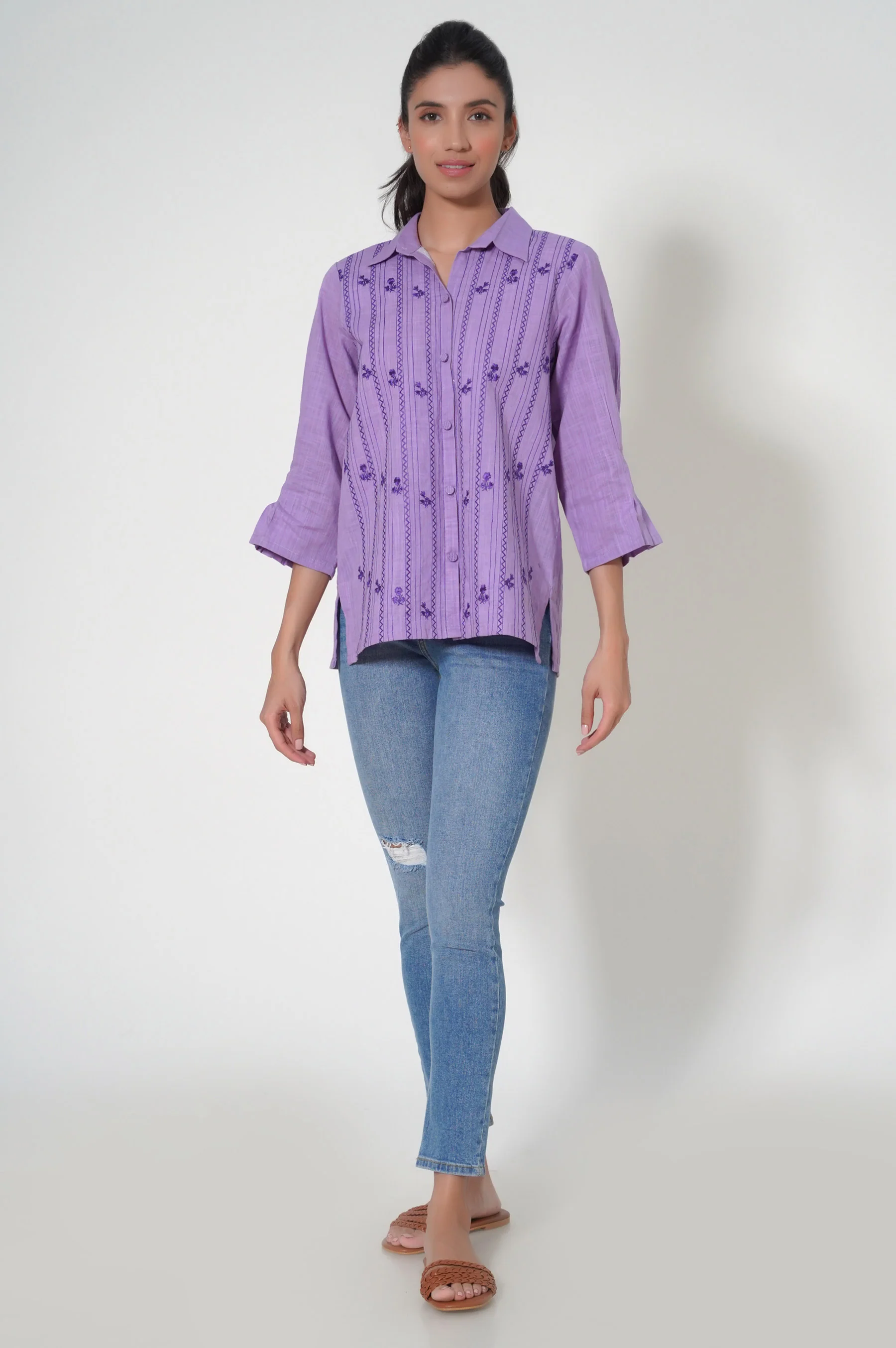 Stitched 1 Piece Cotton Slub Fusion Top
