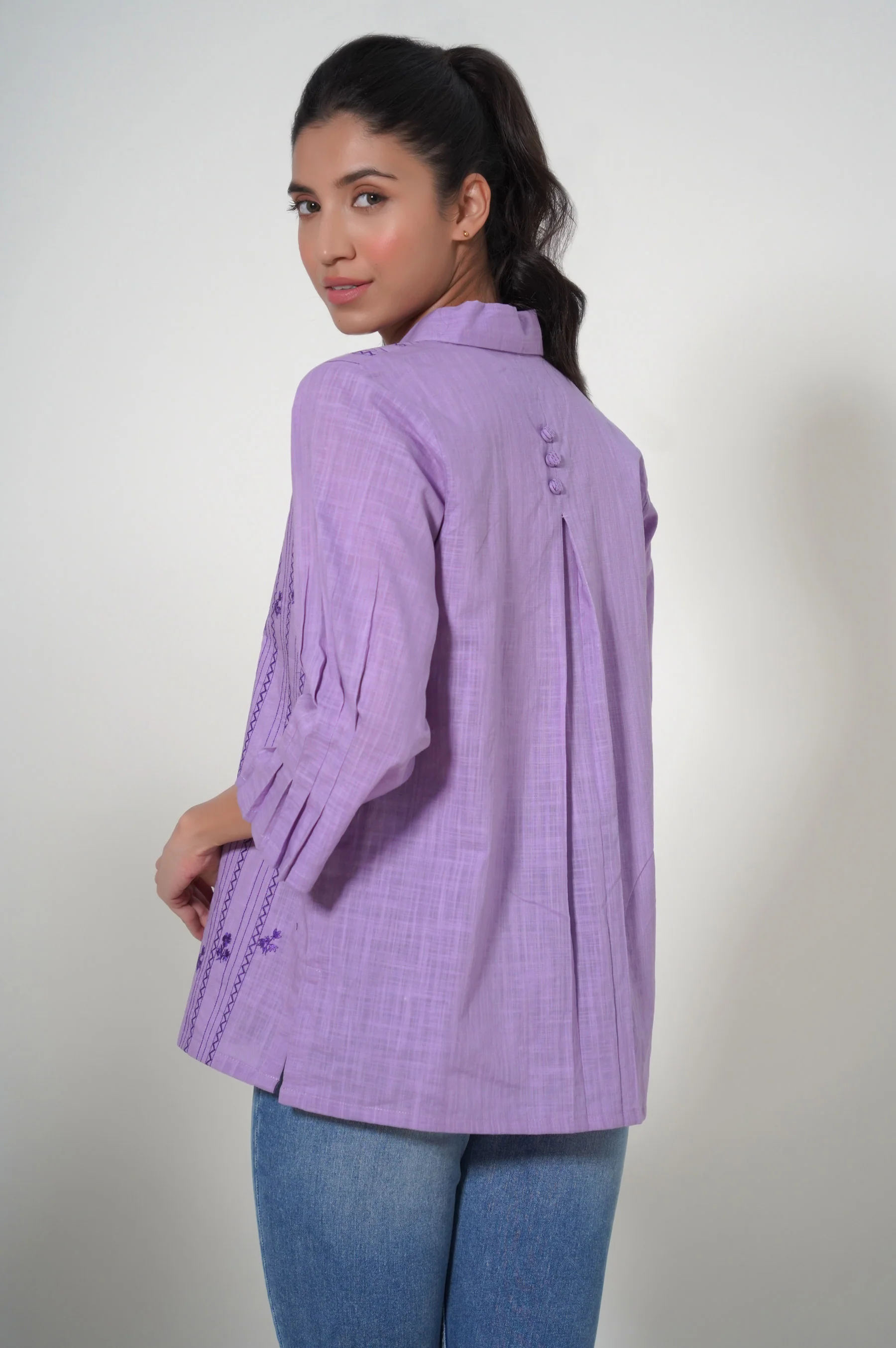 Stitched 1 Piece Cotton Slub Fusion Top - Image 6