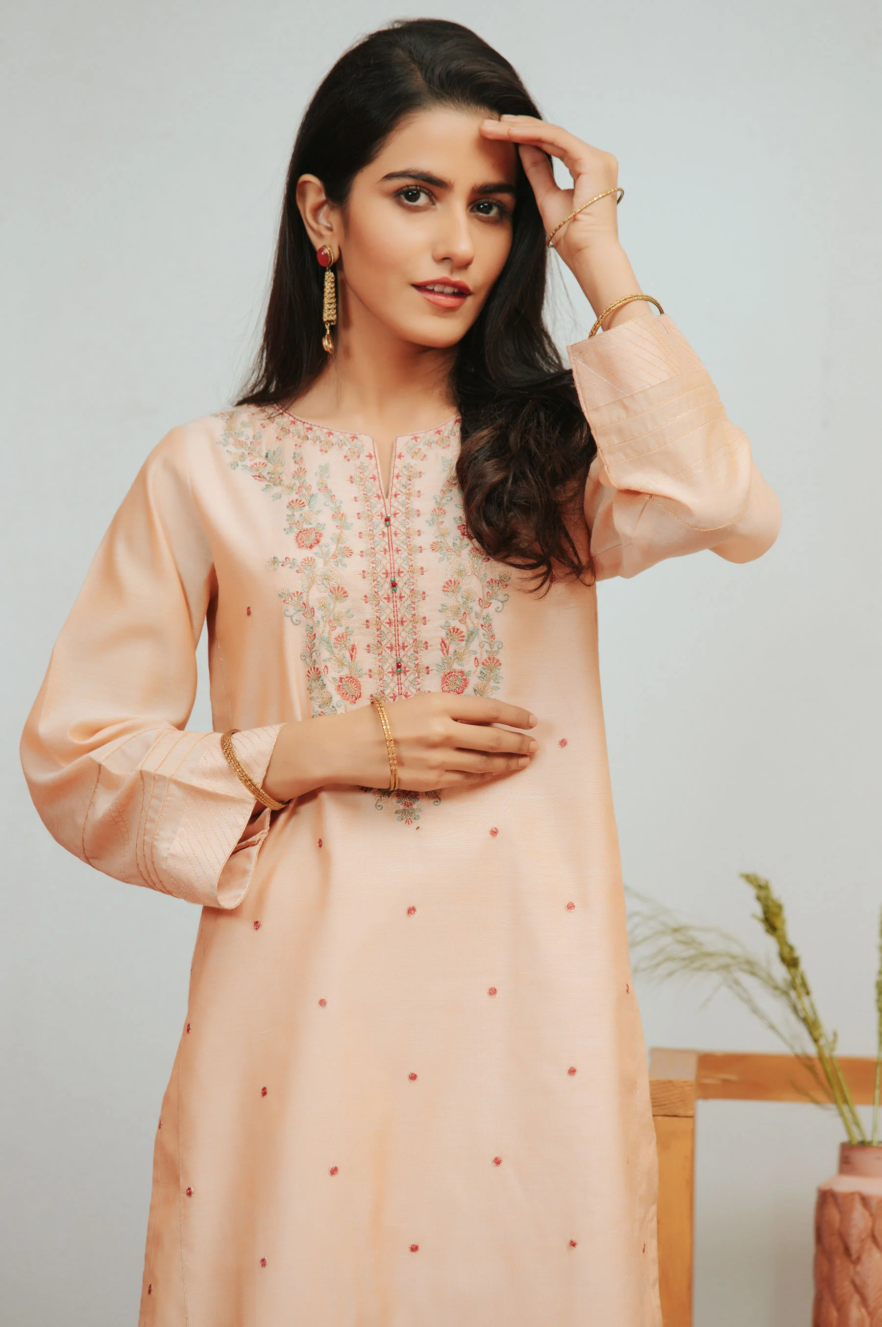 Stitched 1 Piece Cotton Staple Embroidered Shirt - Image 5