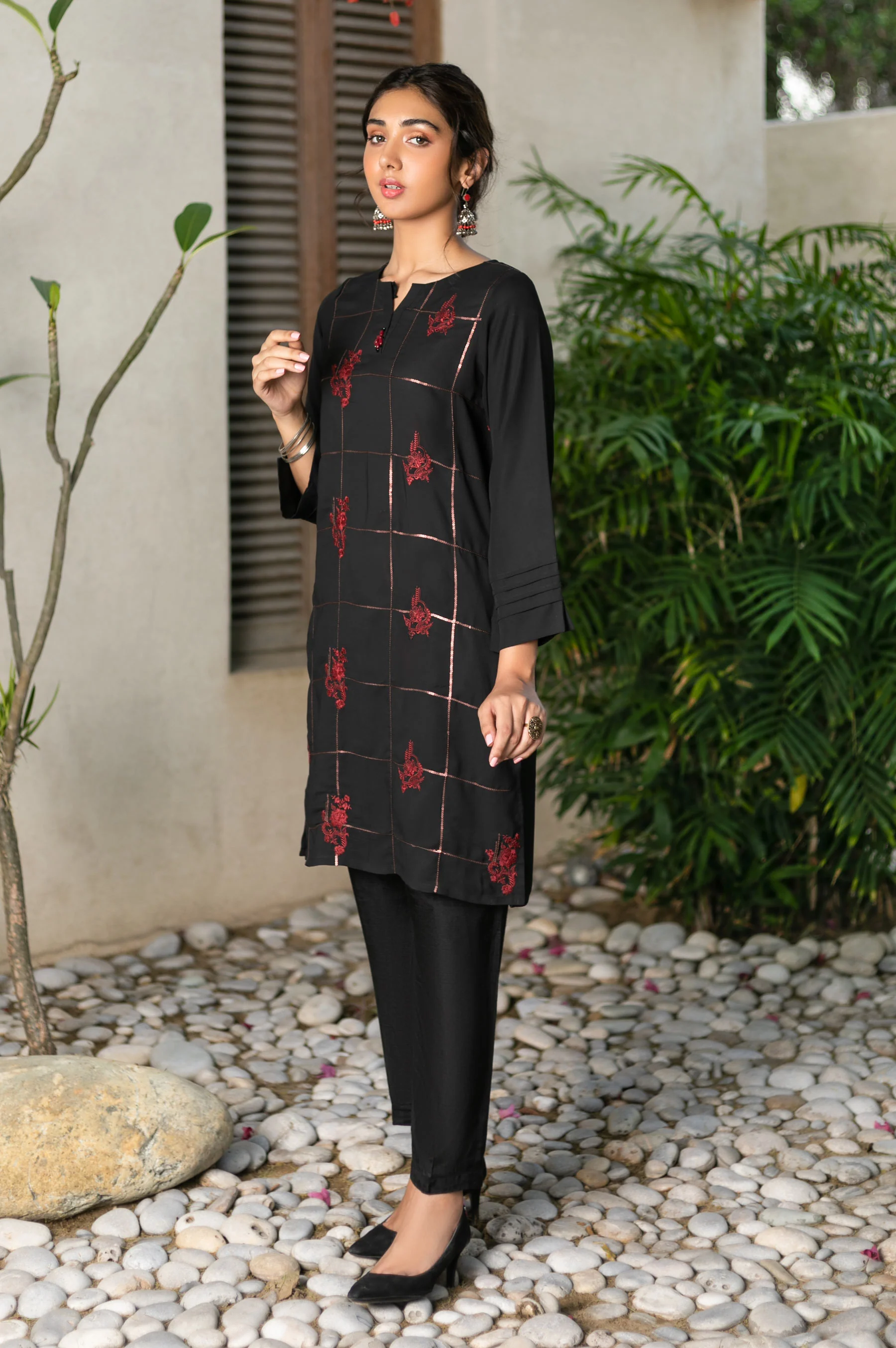 Stitched 1 Piece Crepe Dyed Embroidered Shirt - Image 5