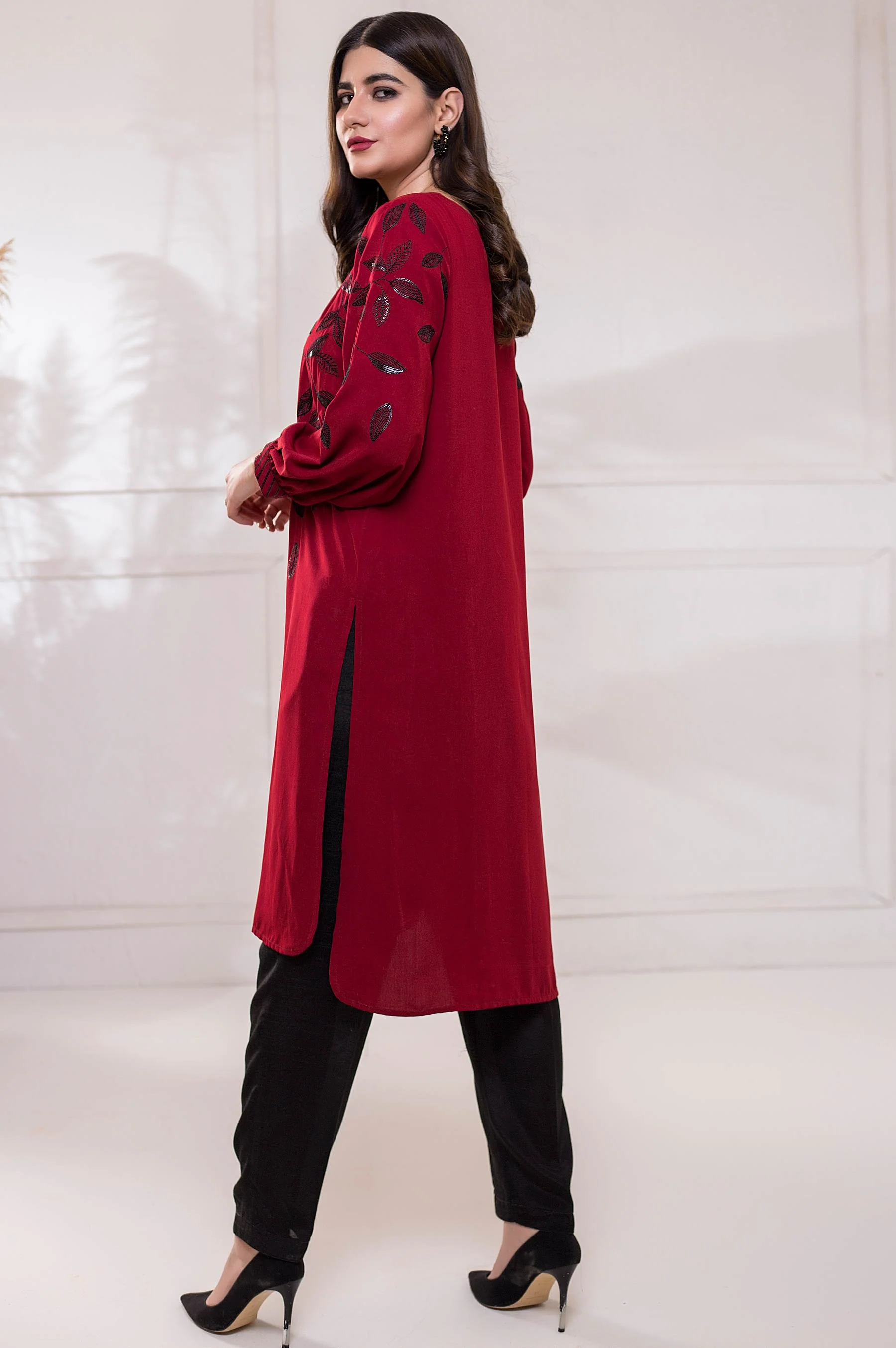Stitched 1 Piece Crepe Embroidered Shirt - Image 2