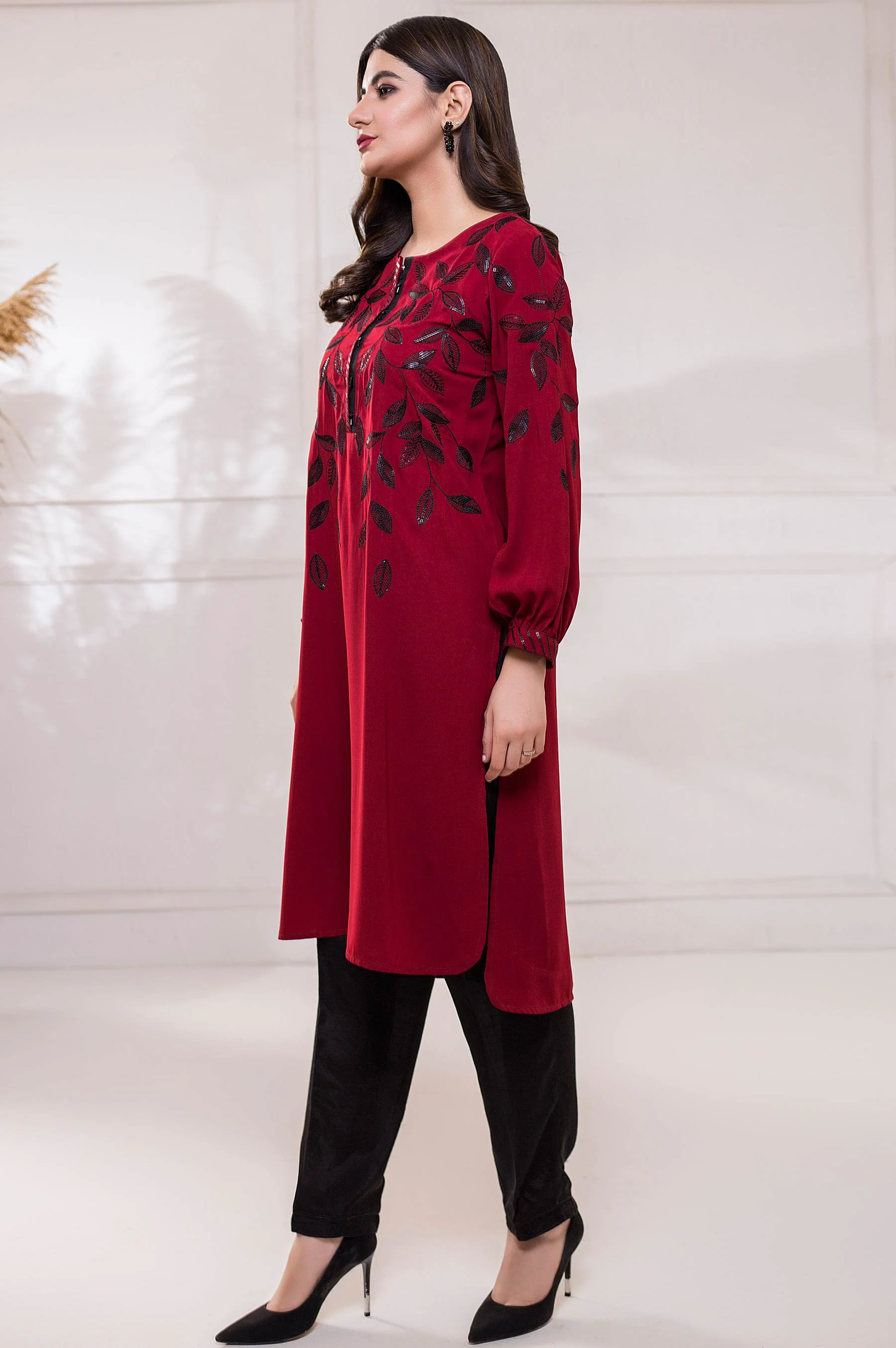 Stitched 1 Piece Crepe Embroidered Shirt - Image 4