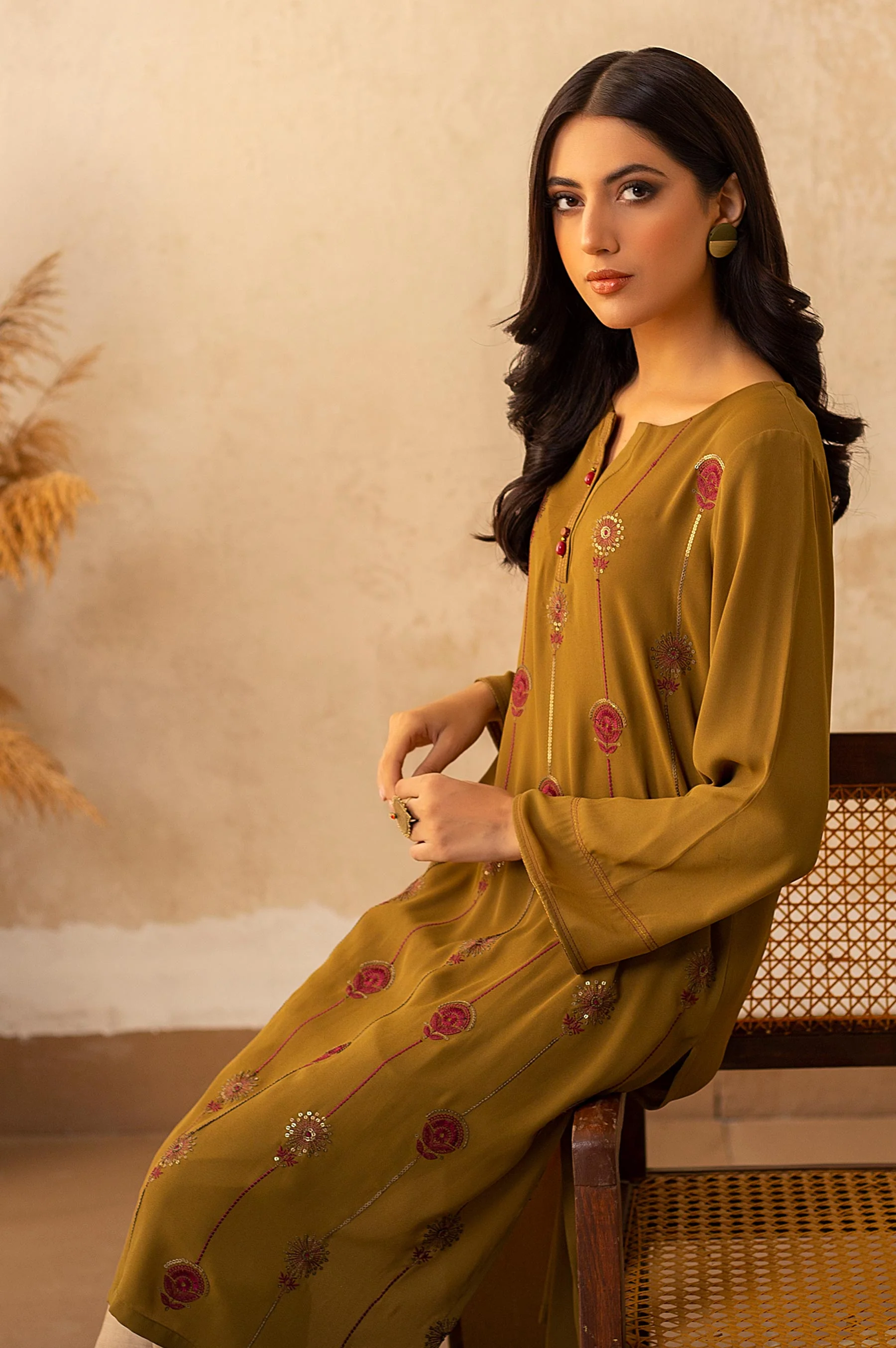 Stitched 1 Piece Crepe Embroidered Shirt - Image 4