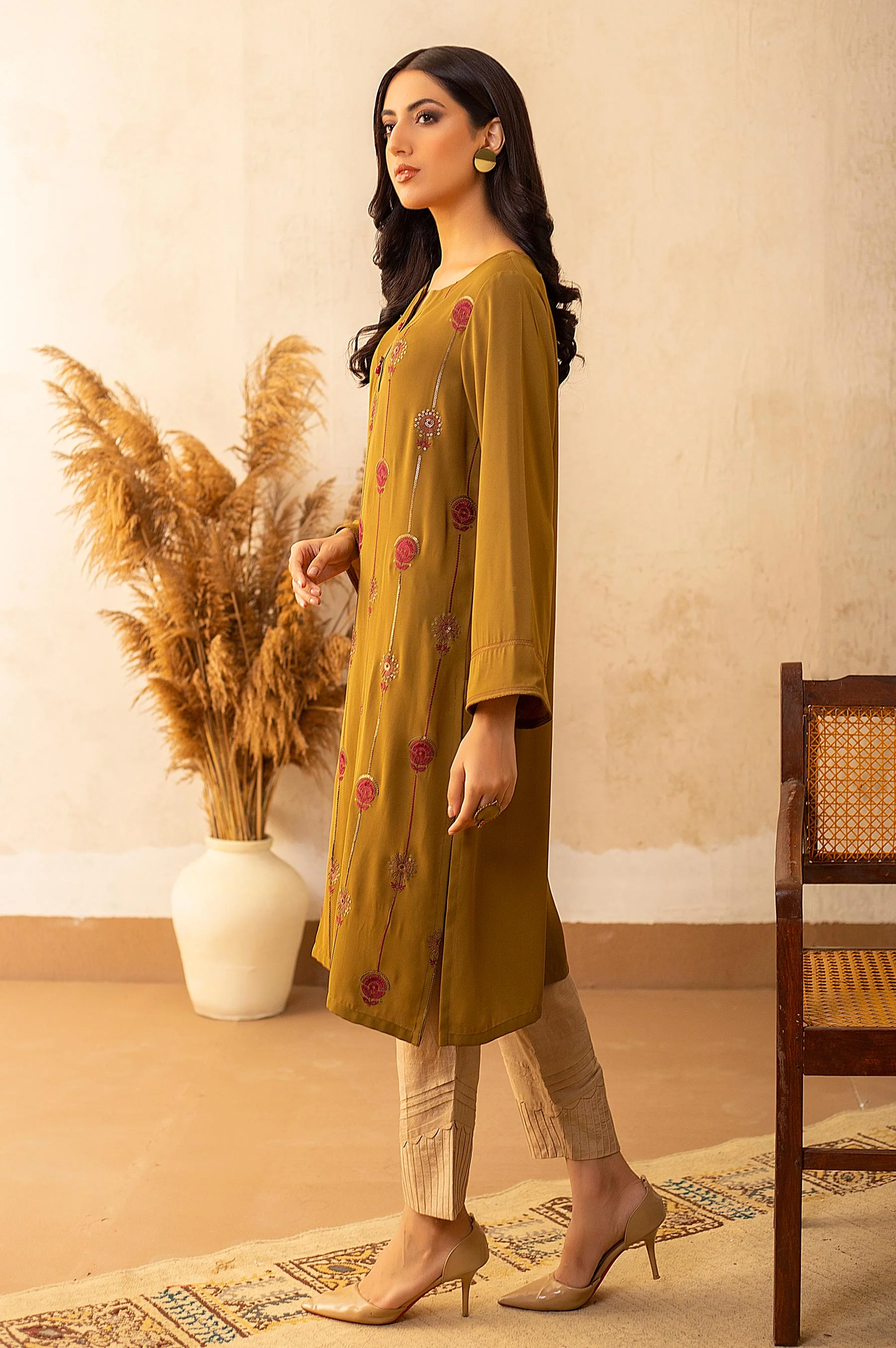 Stitched 1 Piece Crepe Embroidered Shirt - Image 6