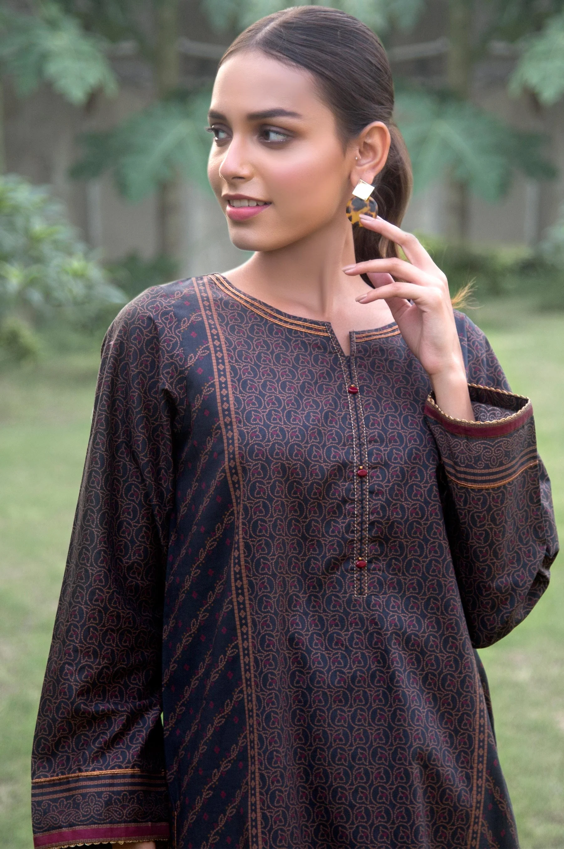 Stitched 1 Piece Digital Printed Cambric Shirt - Image 3