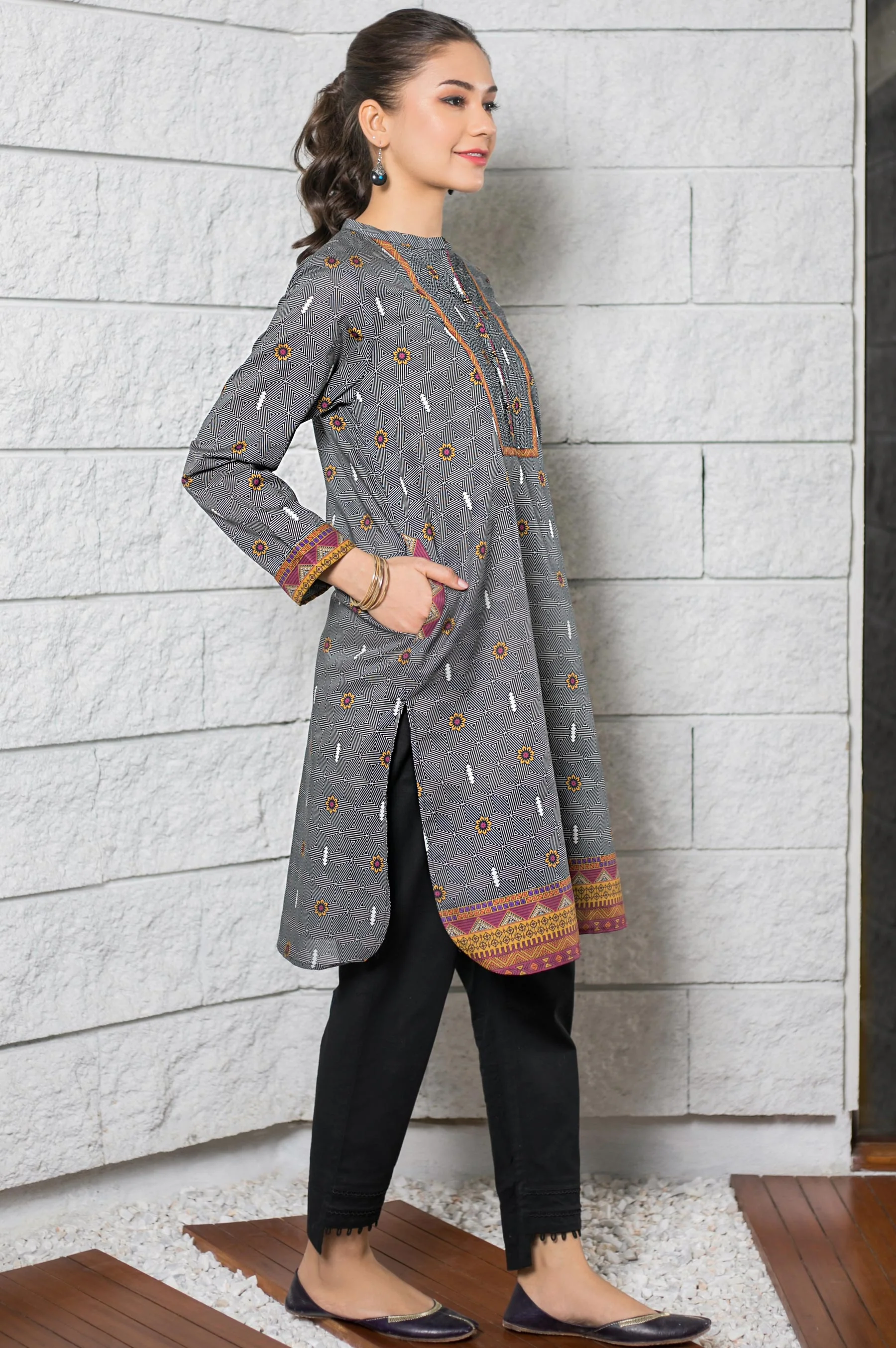 Stitched 1 Piece Digital Printed Cambric Shirt - Image 4