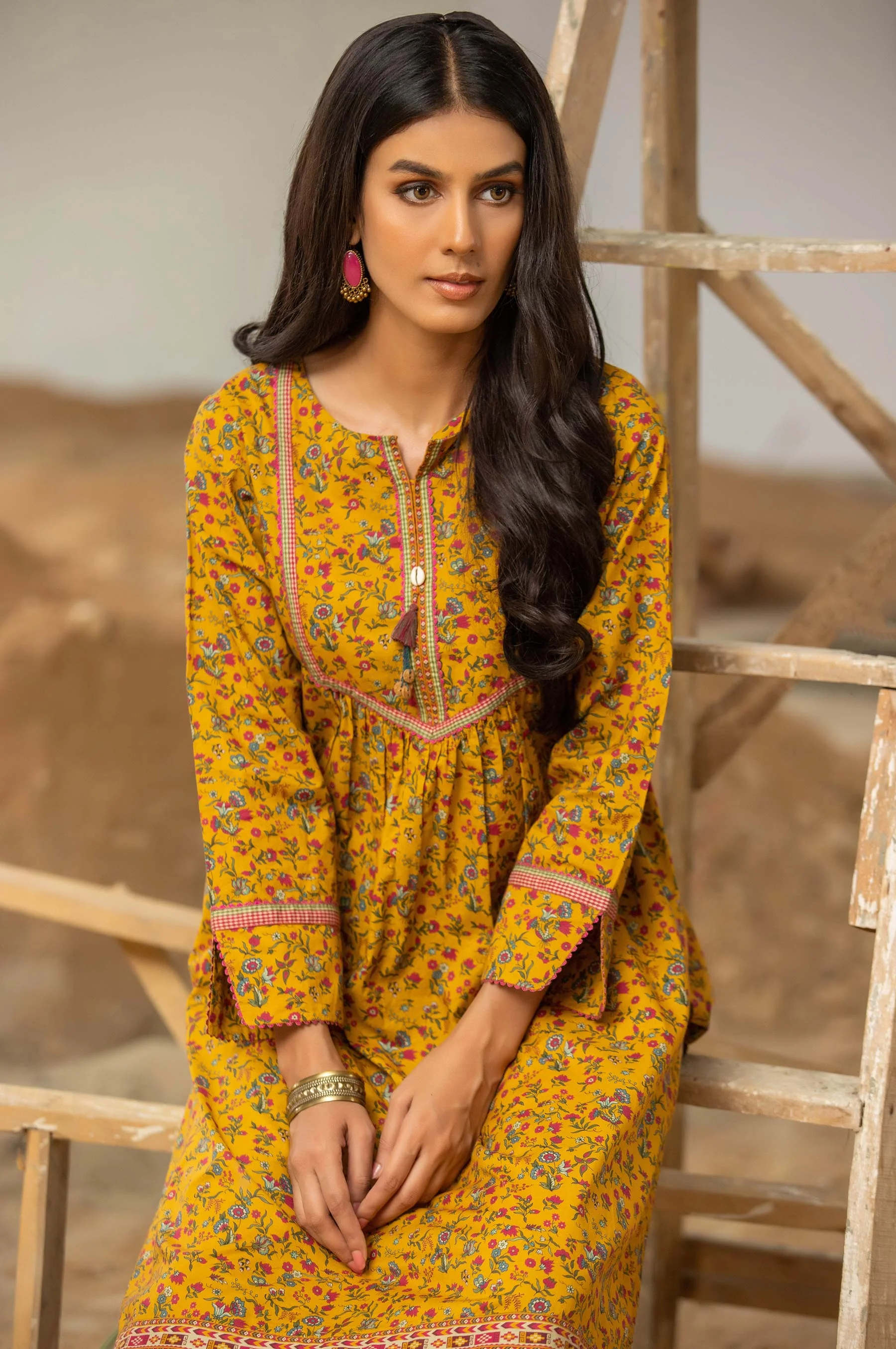 Stitched 1 Piece Digital Printed Cambric Shirt - Image 3