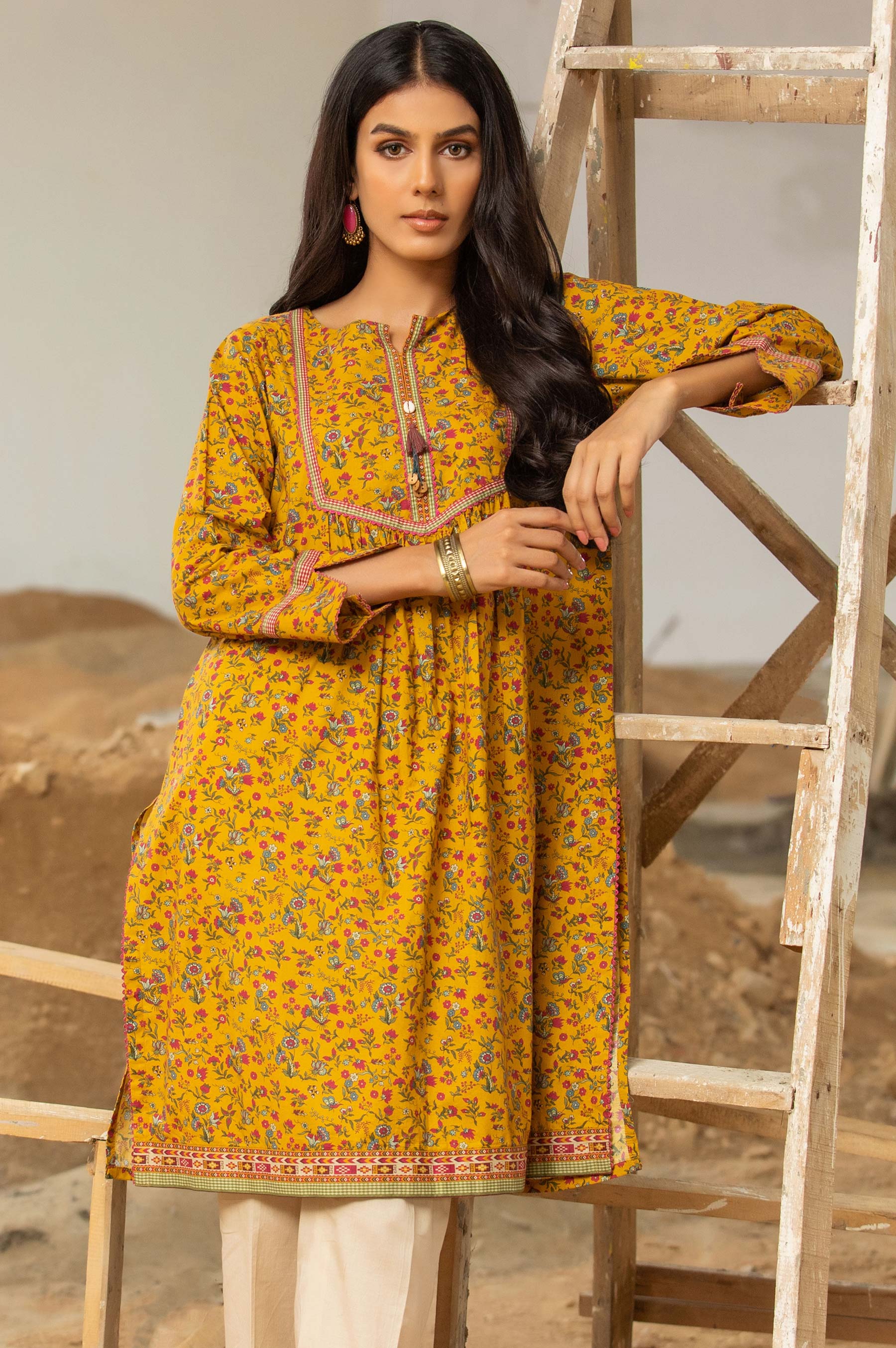 Stitched 1 Piece Digital Printed Cambric Shirt - Image 4