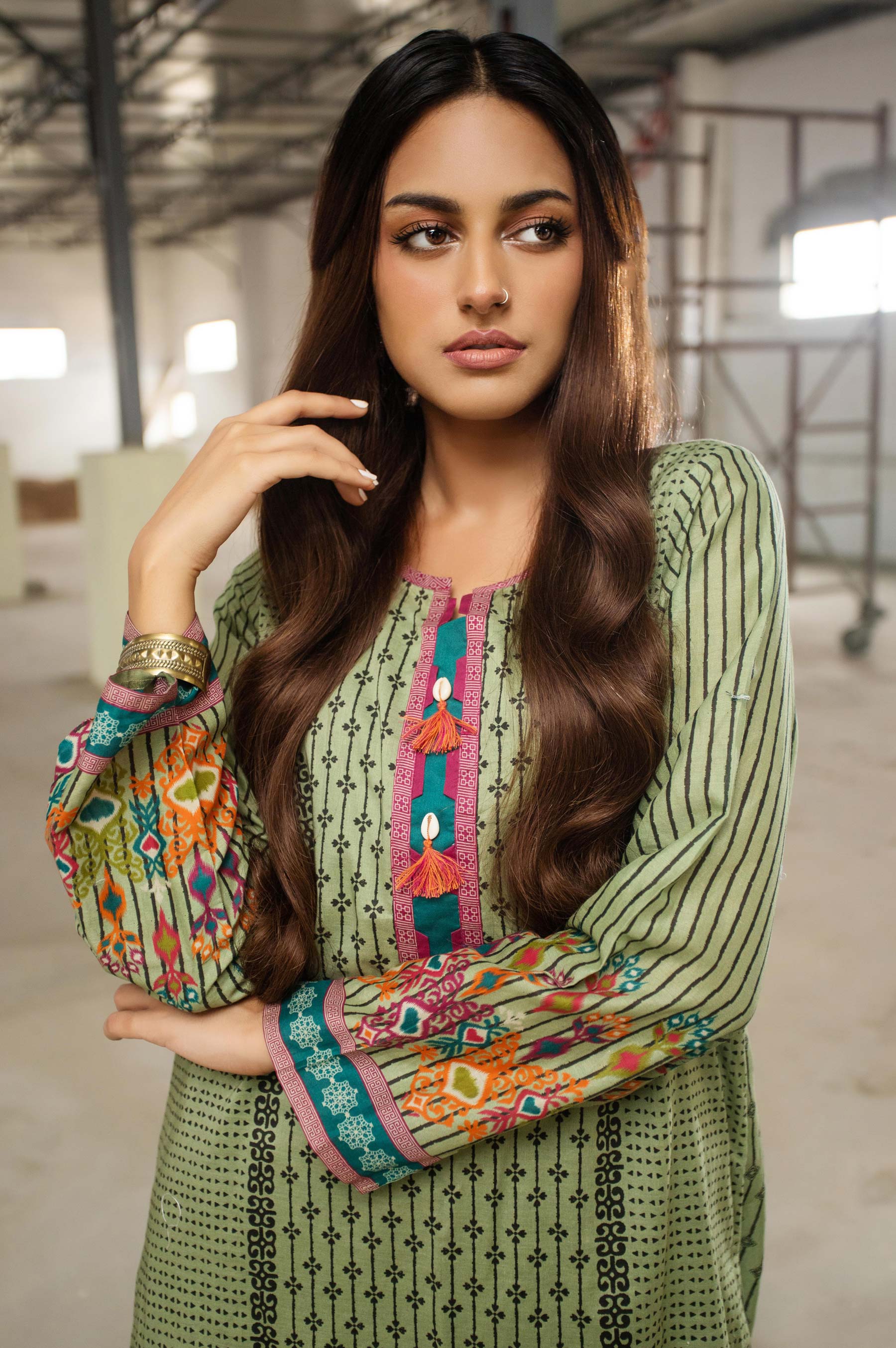Stitched 1 Piece Digital Printed Cambric Shirt - Image 5