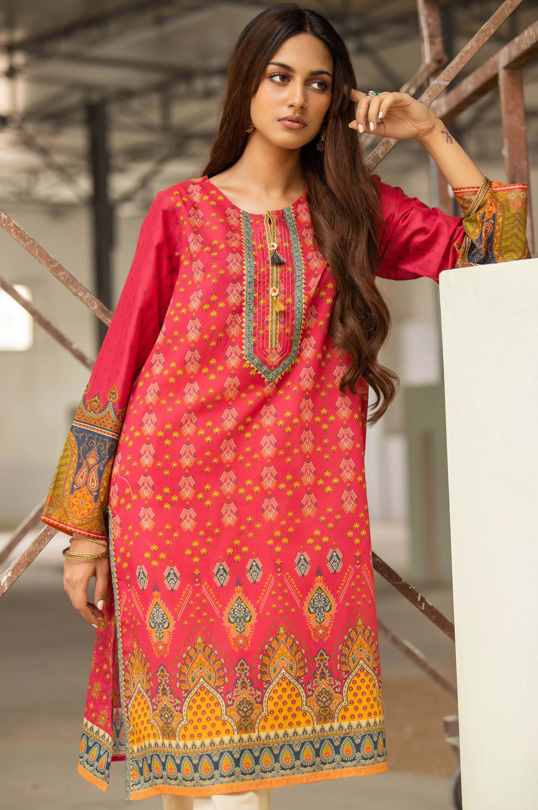Stitched 1 Piece Digital Printed Cambric Shirt - Image 4