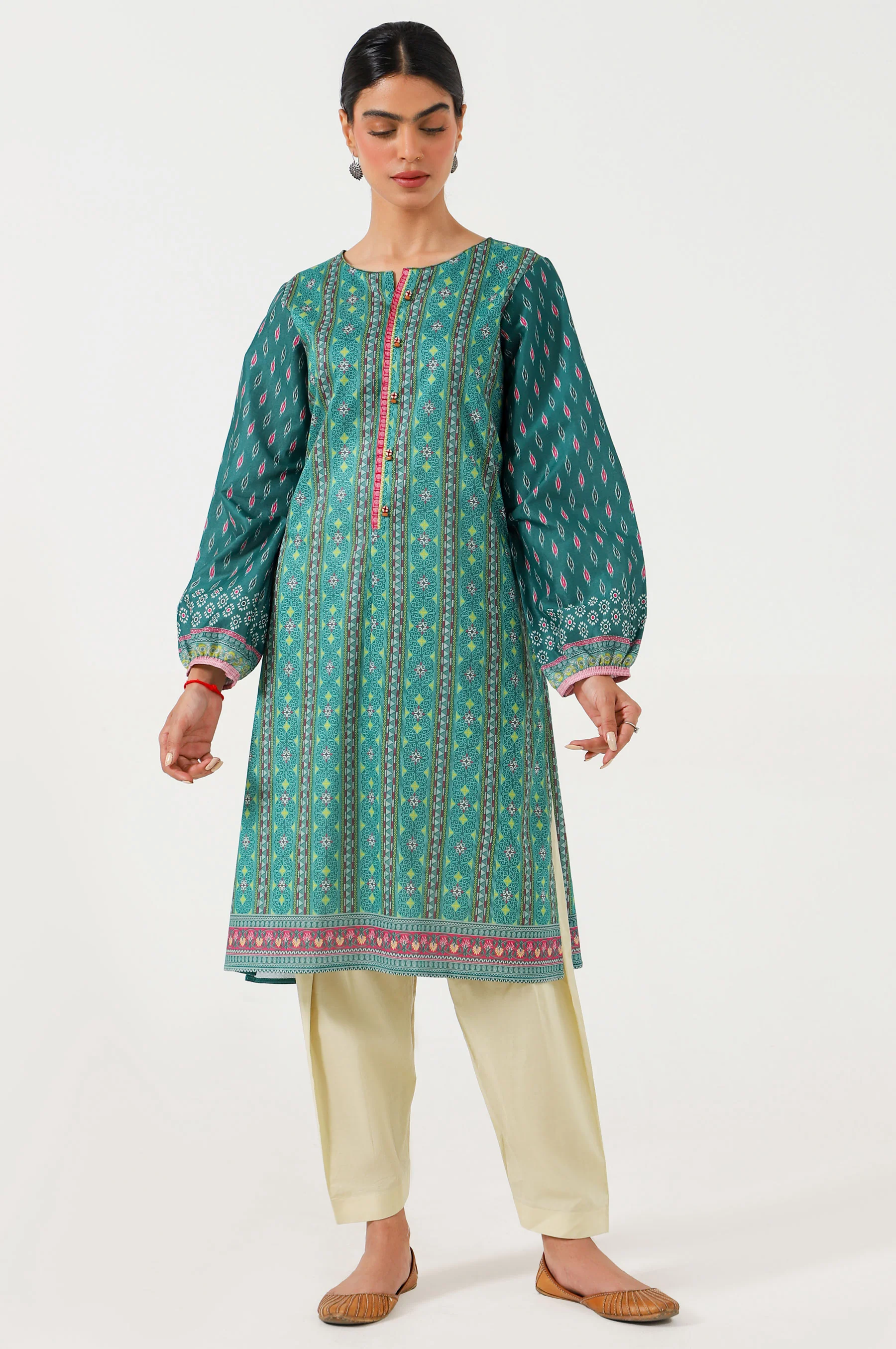 Stitched 1 Piece Digital Printed Cambric Shirt - Image 2