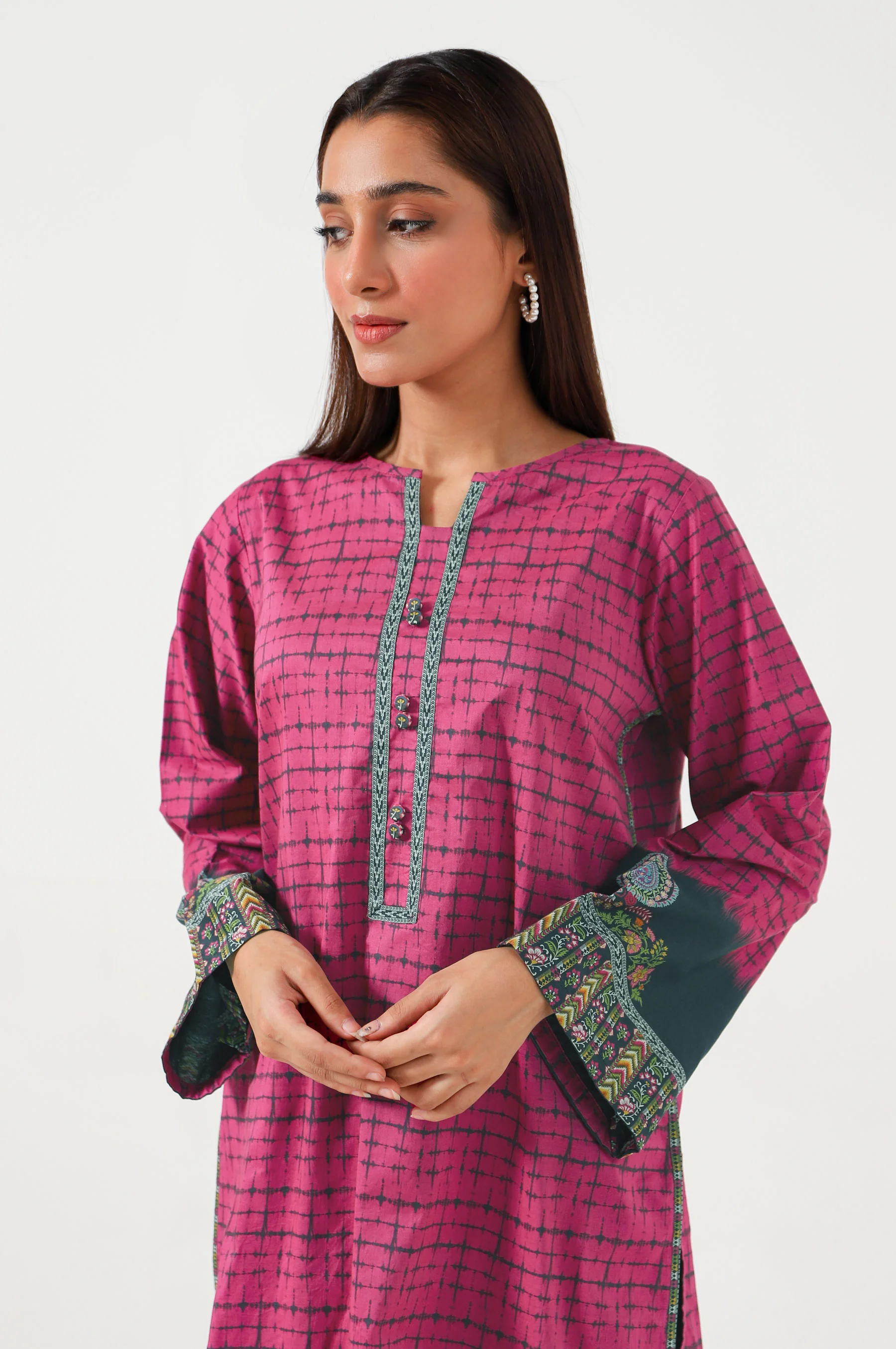 Stitched 1 Piece Digital Printed Cambric Shirt - Image 2