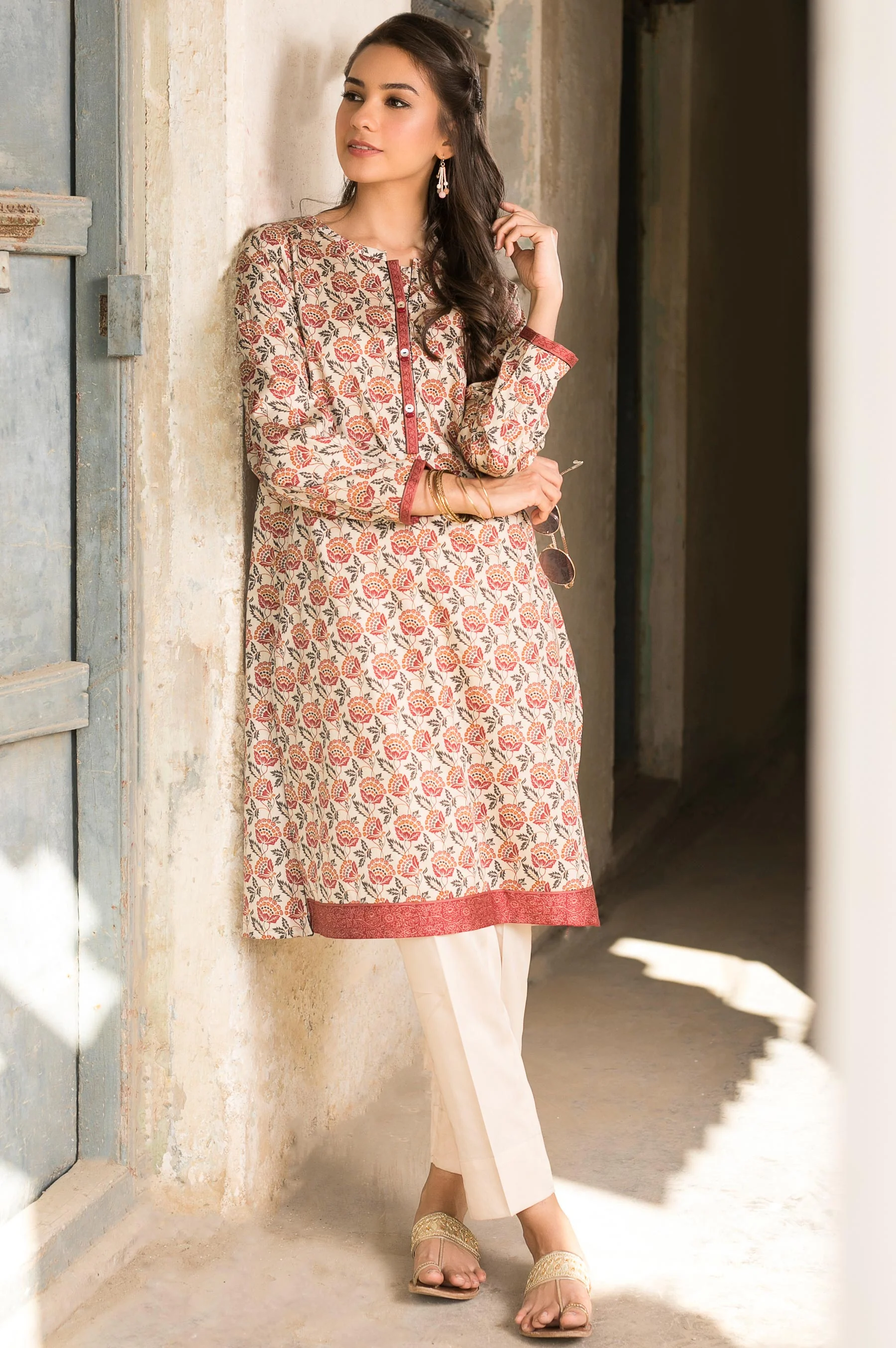 Stitched 1 Piece Digital Printed Cotton Satin Shirt