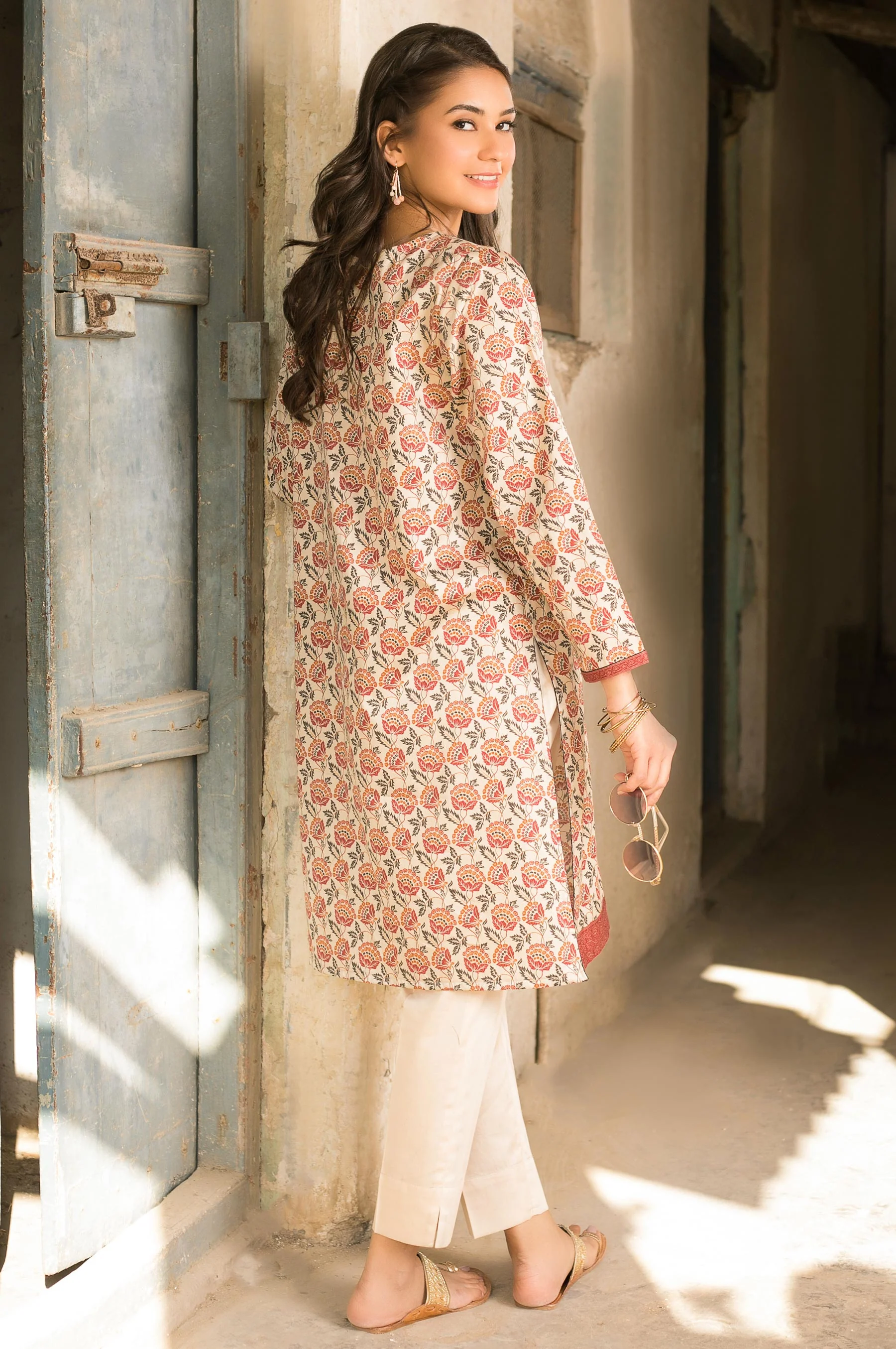 Stitched 1 Piece Digital Printed Cotton Satin Shirt - Image 2