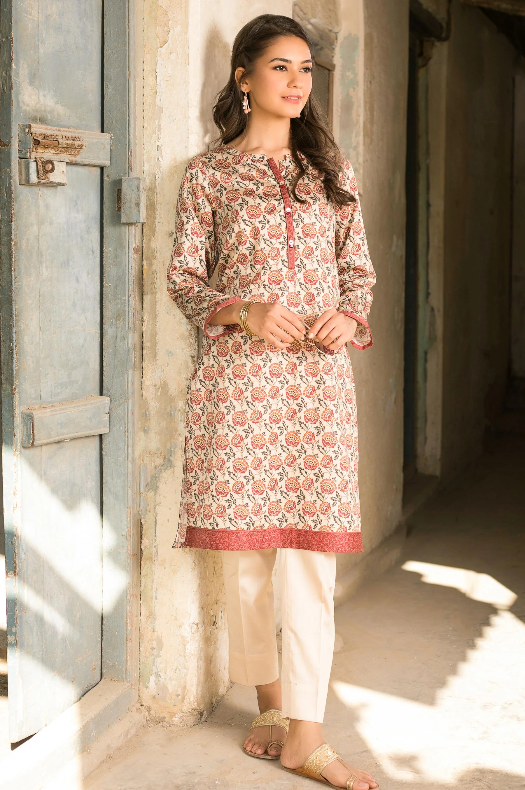 Stitched 1 Piece Digital Printed Cotton Satin Shirt - Image 3