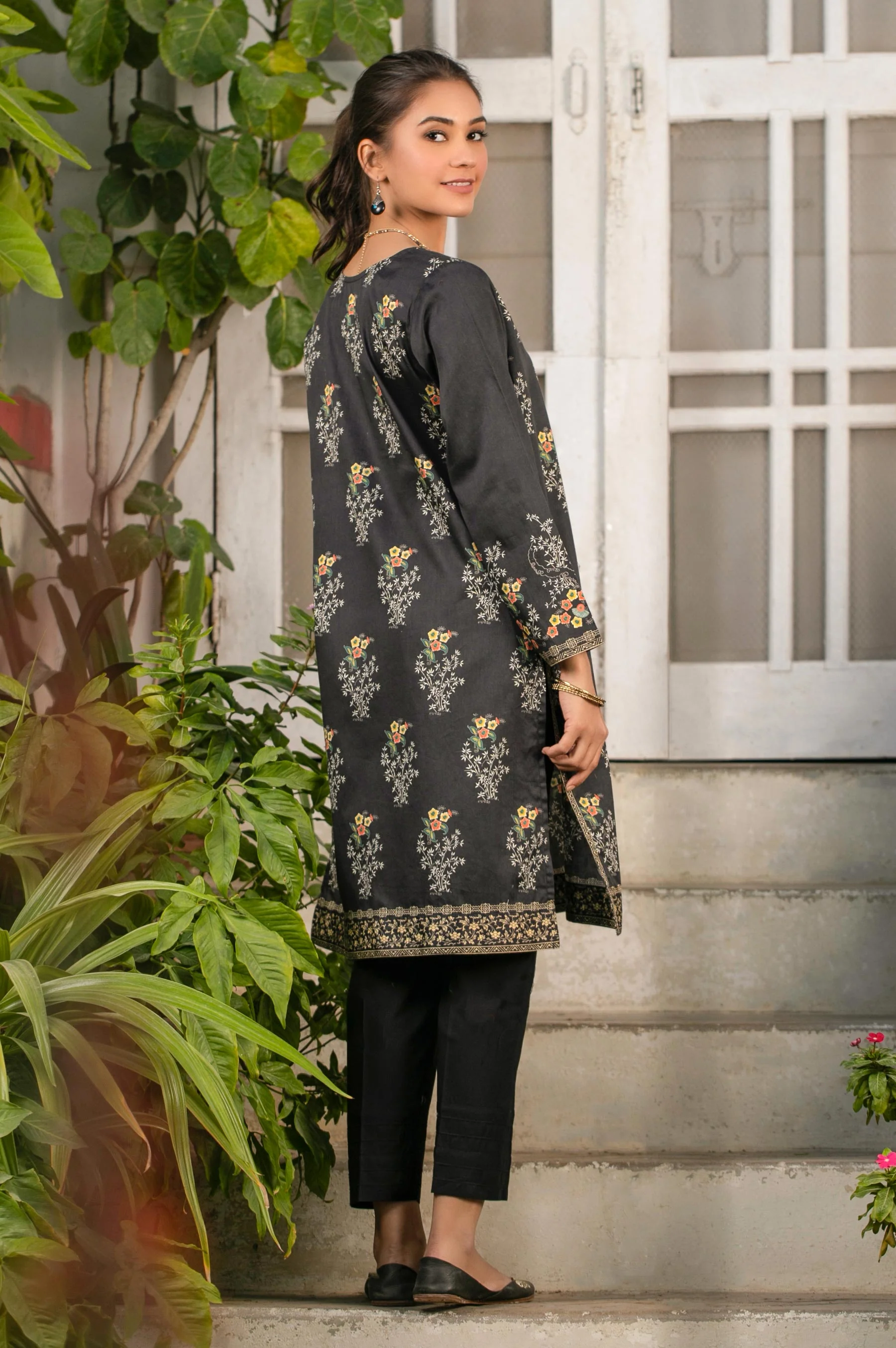 Stitched 1 Piece Digital Printed Cotton Satin Shirt - Image 2