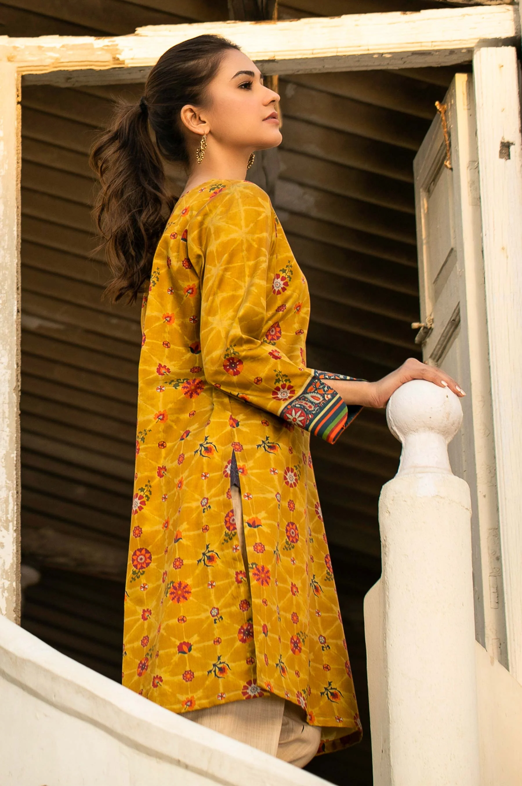 Stitched 1 Piece Digital Printed Cotton Satin Shirt - Image 4
