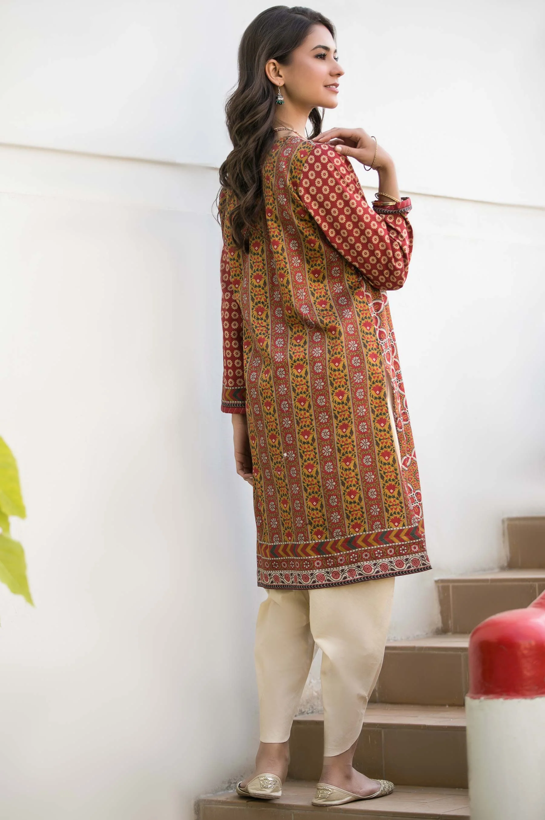 Stitched 1 Piece Digital Printed Cotton Satin Shirt - Image 2