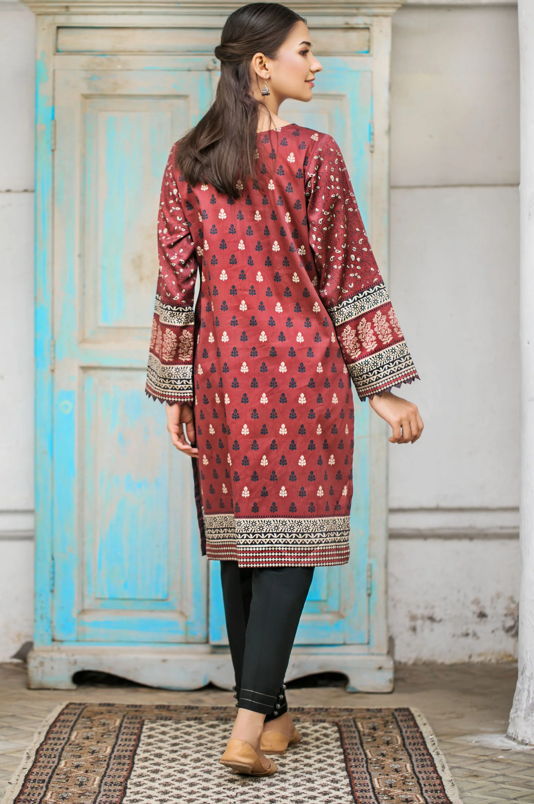 Stitched 1 Piece Digital Printed Cotton Satin Shirt - Image 2