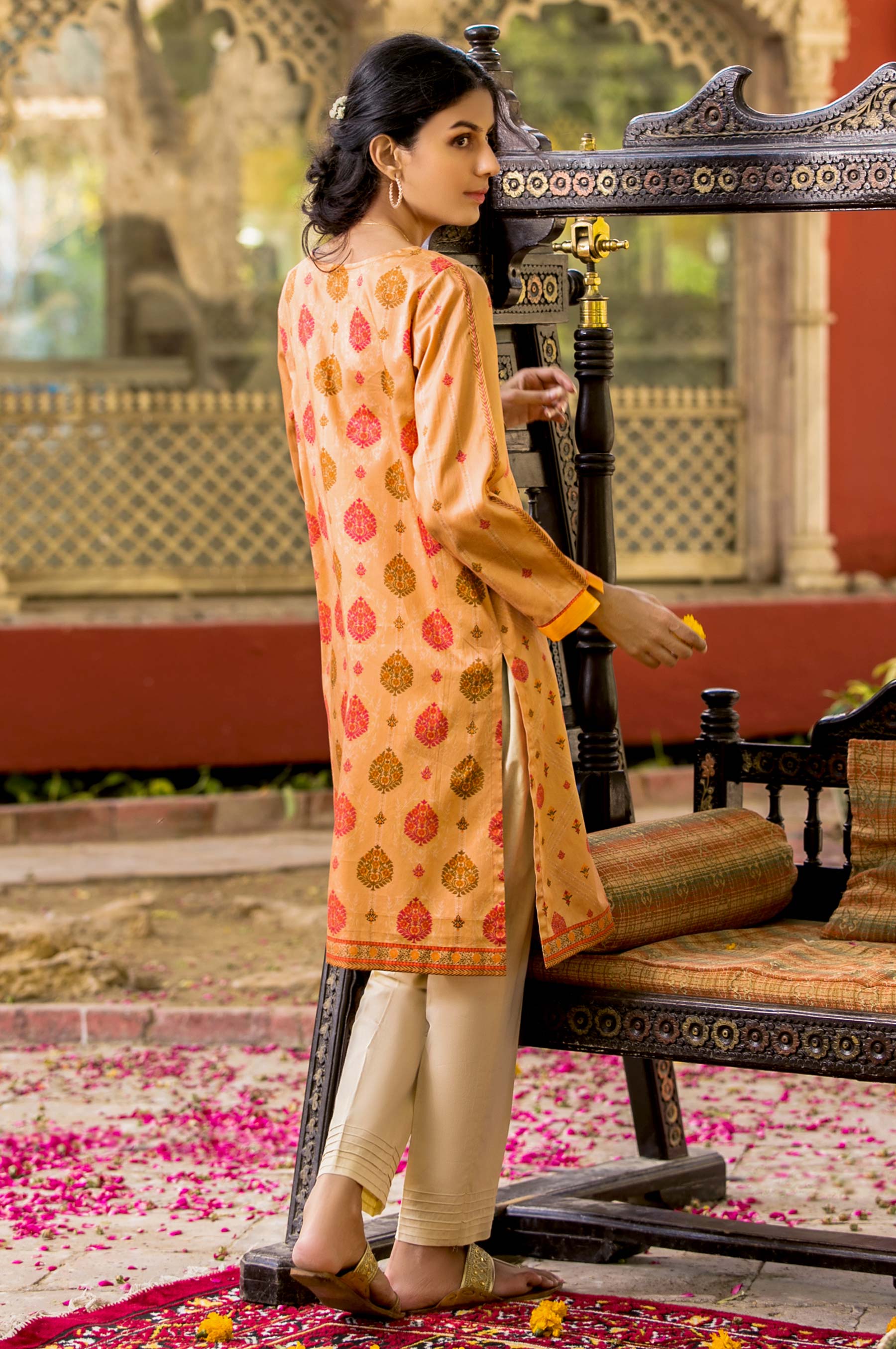 Stitched 1 Piece Digital Printed Cotton Satin Shirt - Image 2