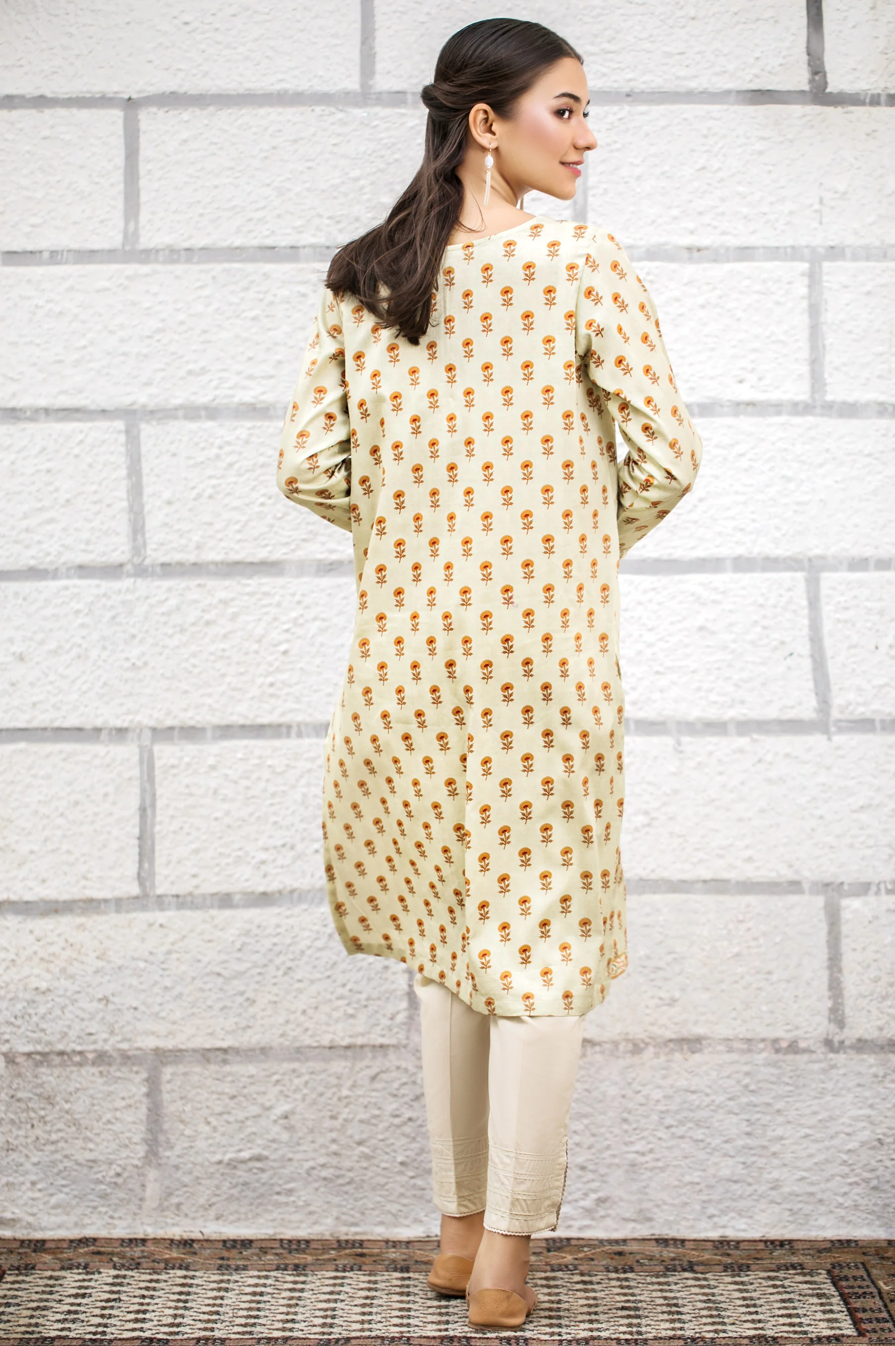 Stitched 1 Piece Digital Printed Cotton Satin Shirt - Image 2