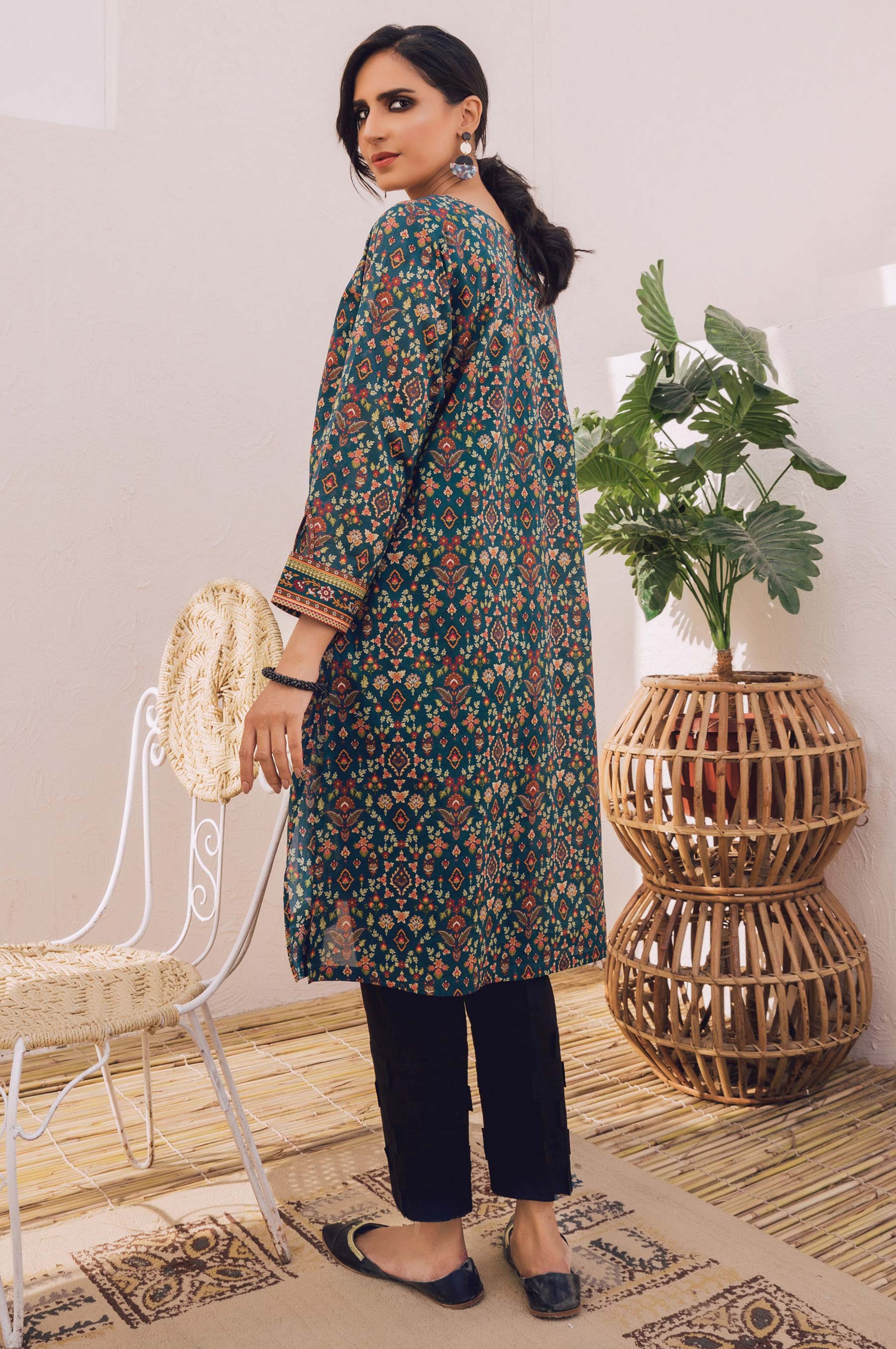 Stitched 1 Piece Digital Printed Cotton Satin Shirt - Image 2