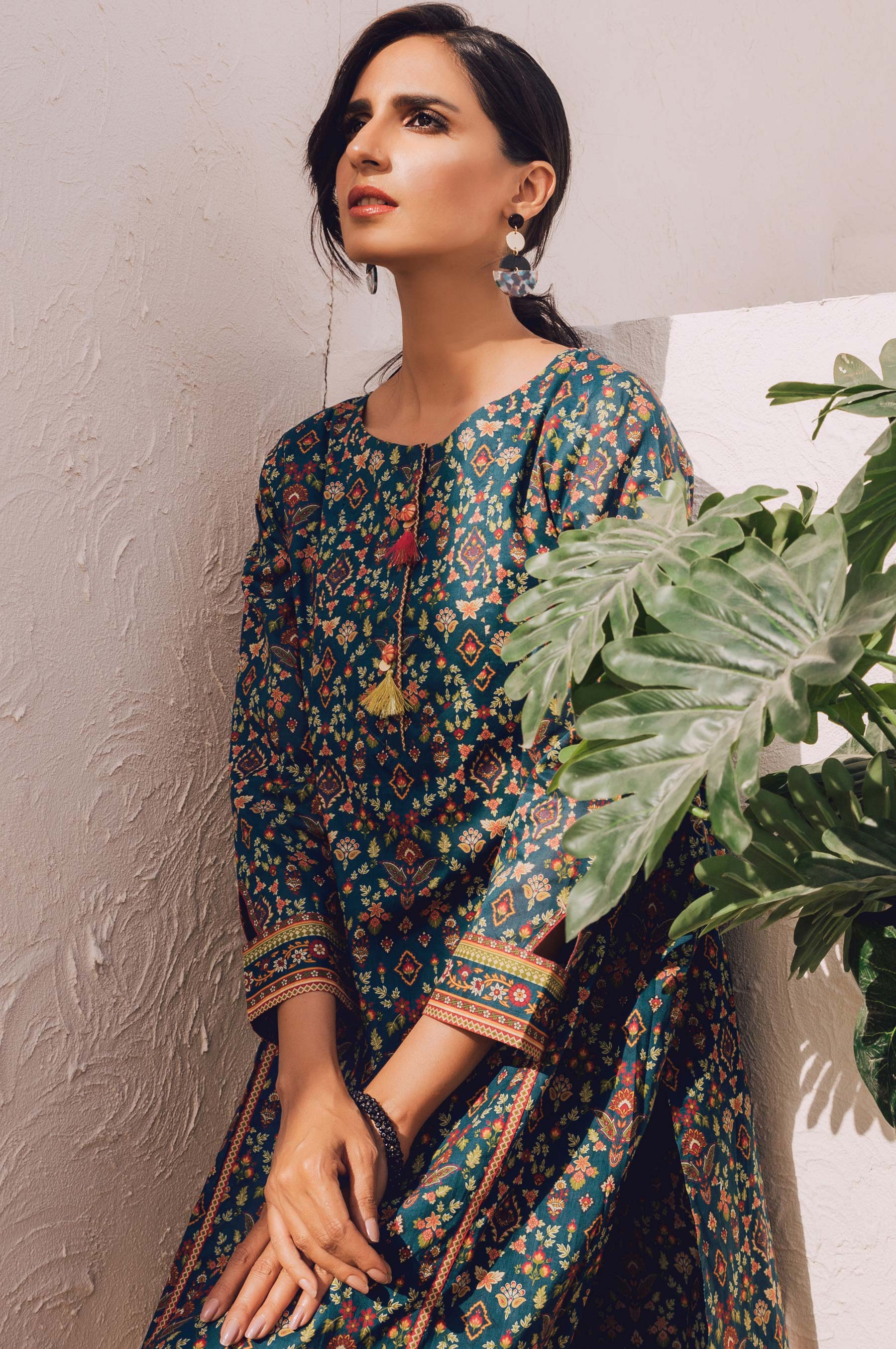 Stitched 1 Piece Digital Printed Cotton Satin Shirt - Image 3