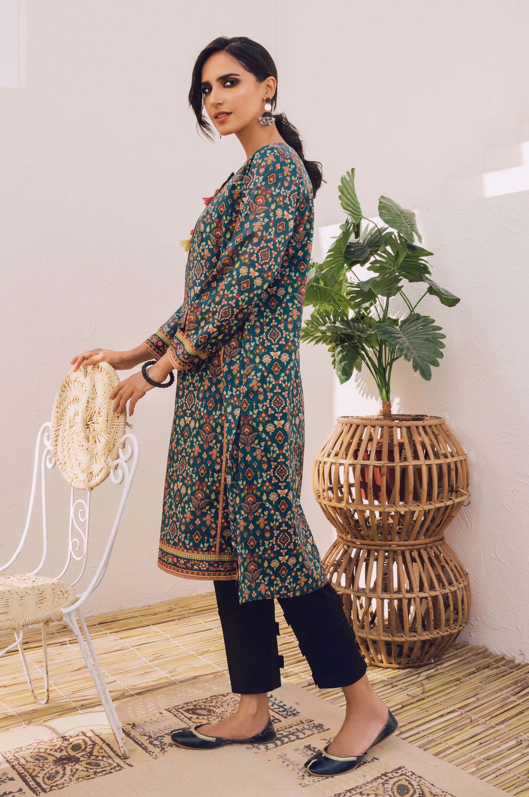 Stitched 1 Piece Digital Printed Cotton Satin Shirt - Image 5