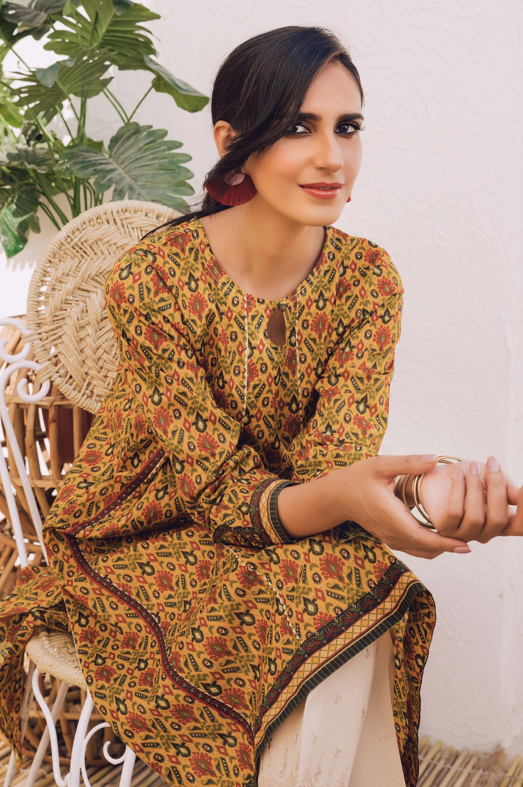 Stitched 1 Piece Digital Printed Cotton Satin Shirt - Image 3