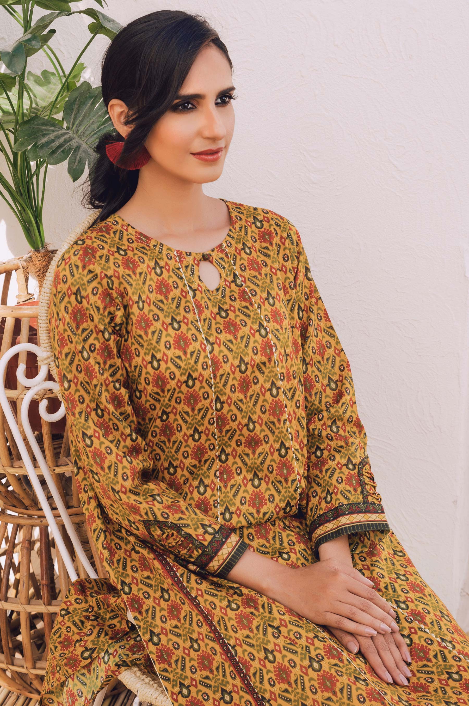 Stitched 1 Piece Digital Printed Cotton Satin Shirt - Image 5