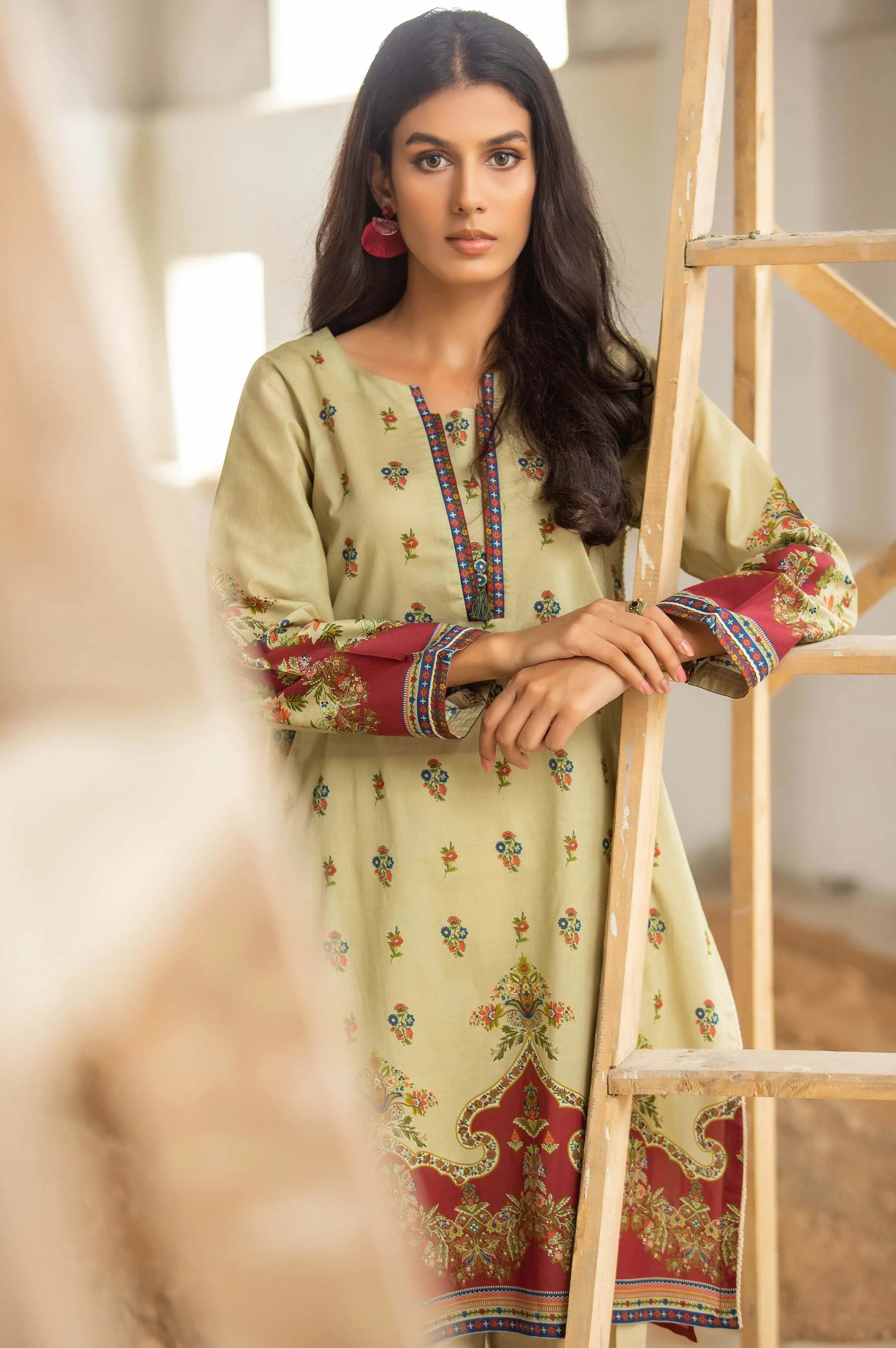 Stitched 1 Piece Digital Printed Cotton Satin Shirt - Image 3