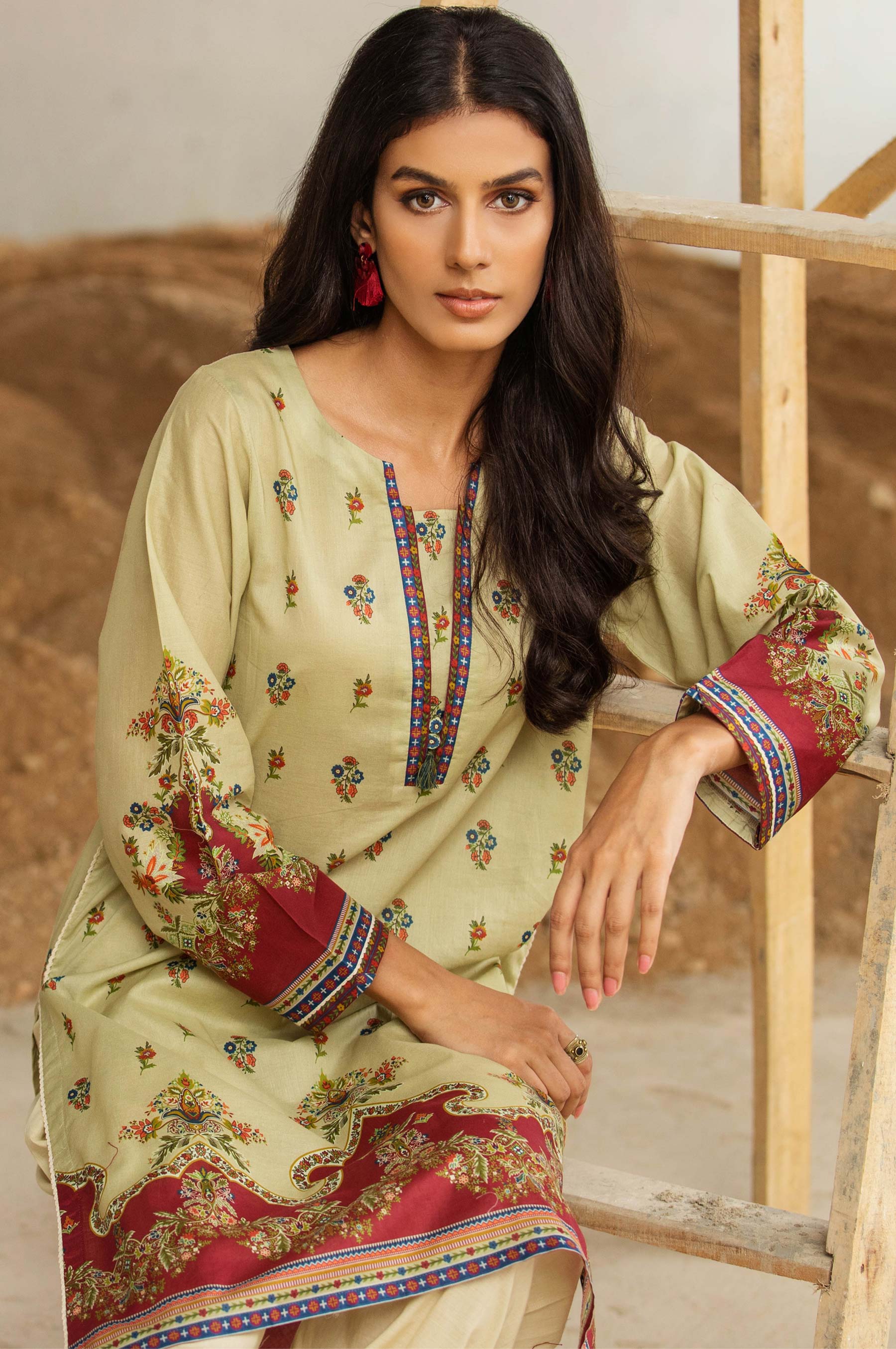 Stitched 1 Piece Digital Printed Cotton Satin Shirt - Image 4
