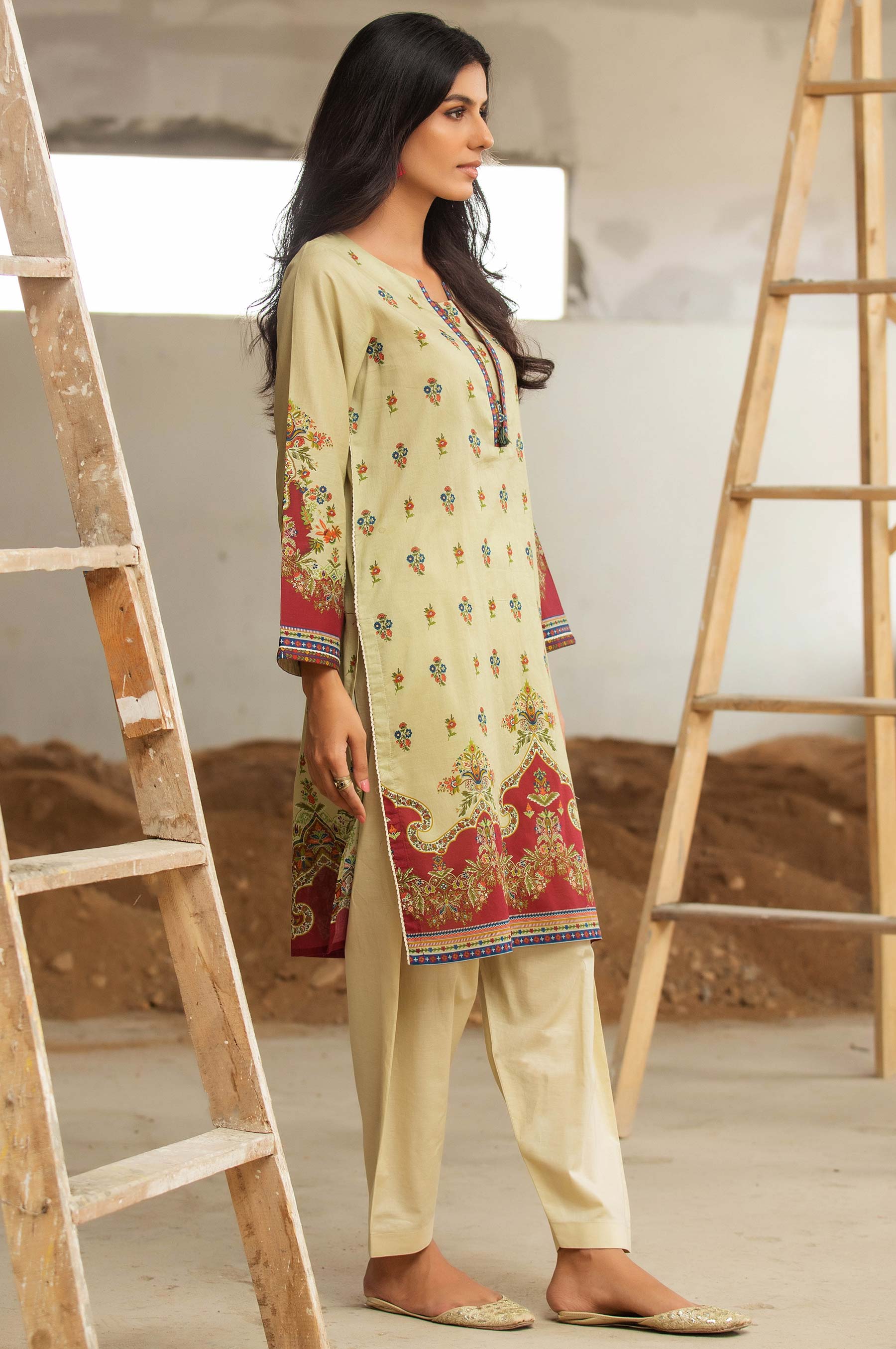 Stitched 1 Piece Digital Printed Cotton Satin Shirt - Image 5