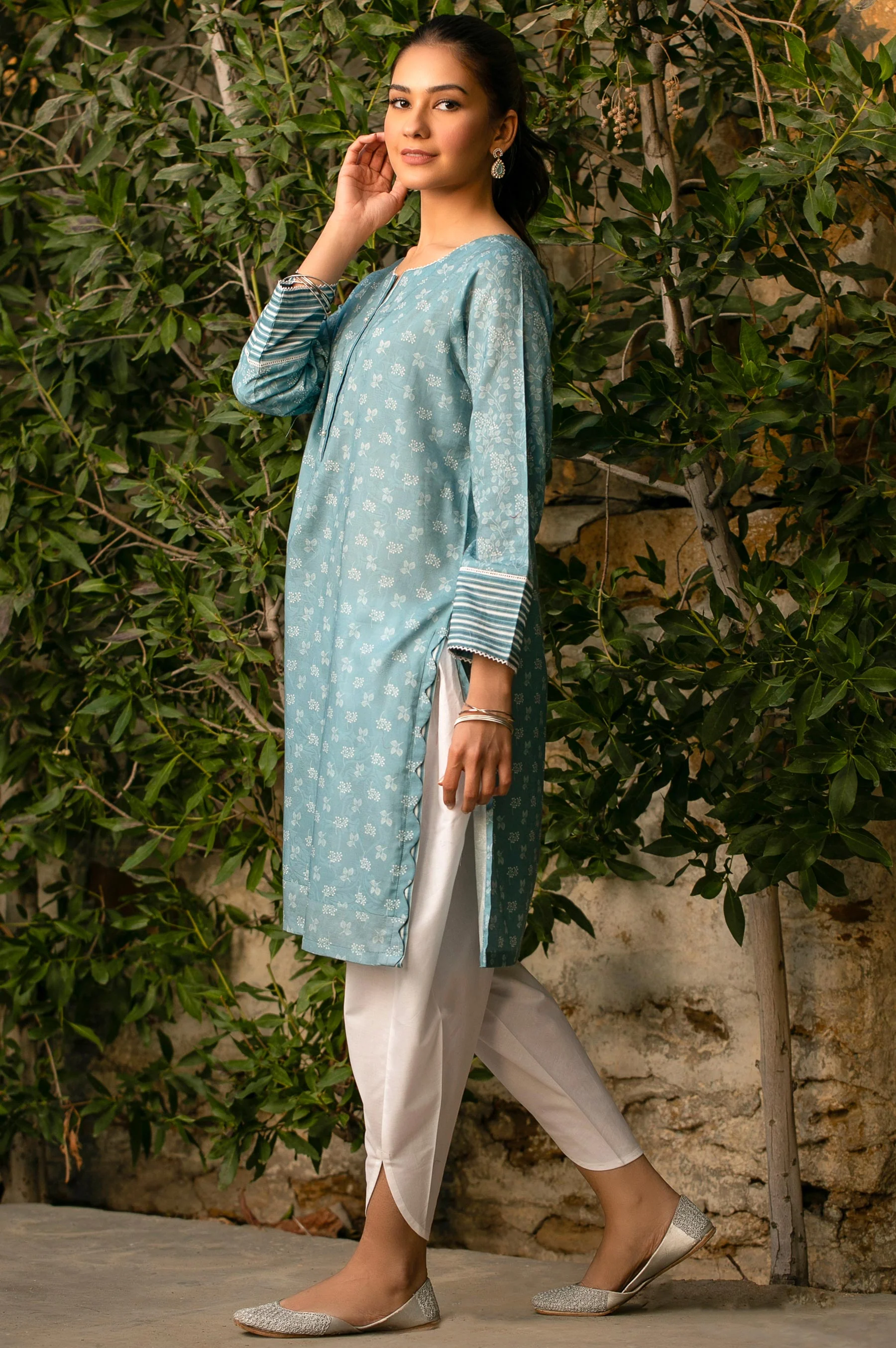 Stitched 1 Piece Digital Printed Self Jacquard Shirt - Image 3
