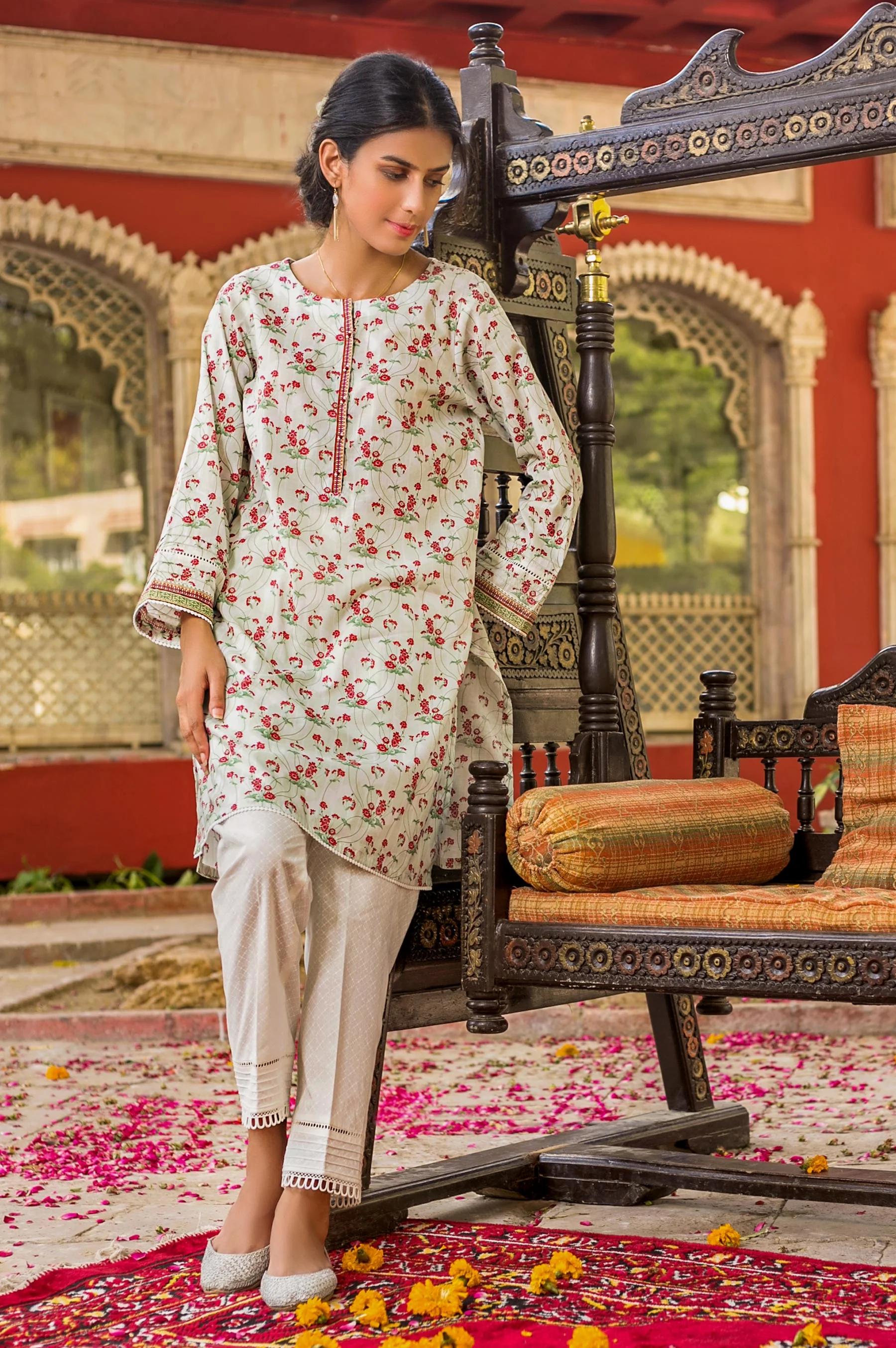 Stitched 1 Piece Digital Printed Self Jacquard Shirt - Image 3