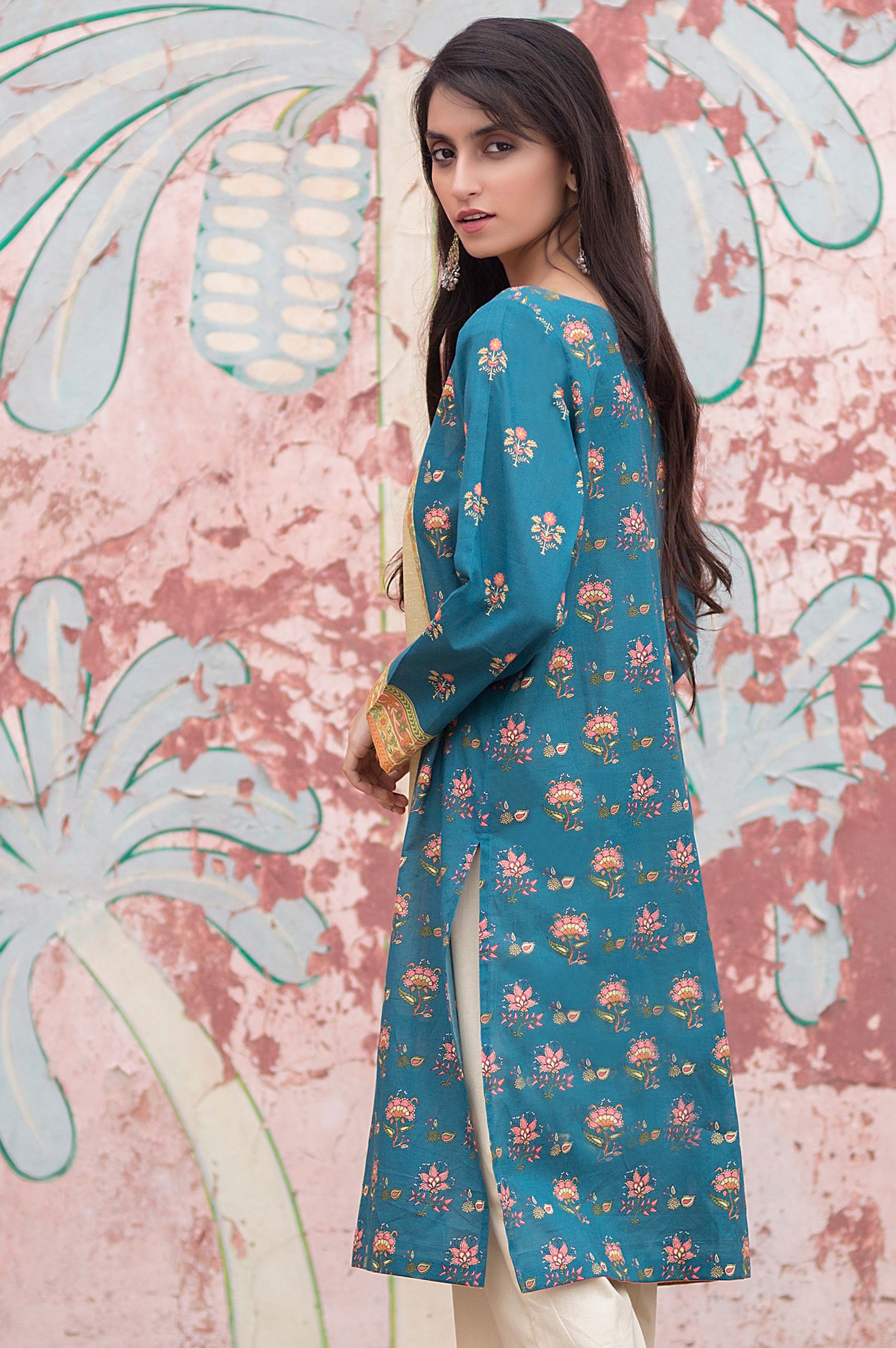 Stitched 1 Piece Digital Printed Cotton Satin Shirt - Image 2