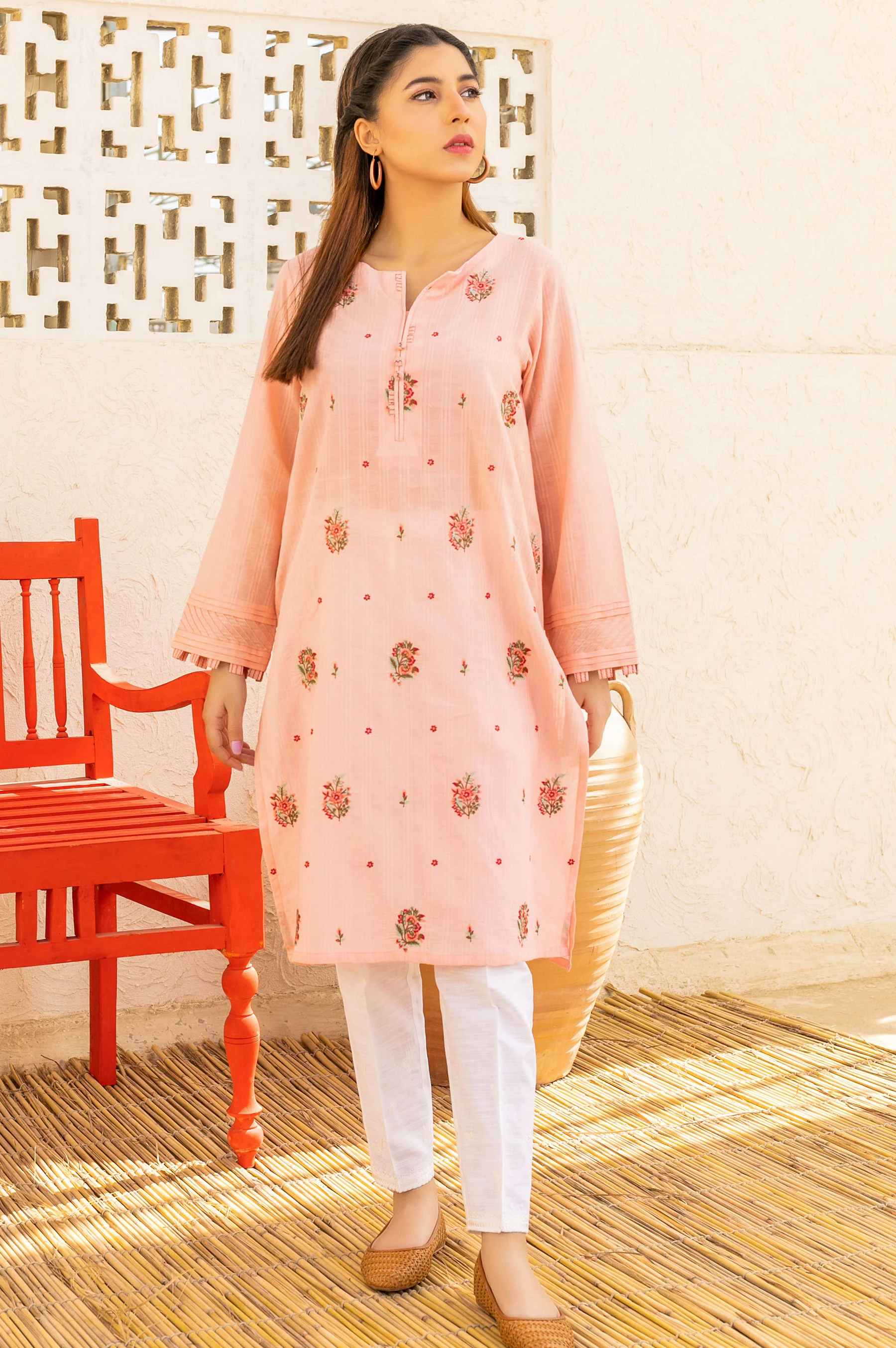 Stitched 1 Piece Embroidered Doria Shirt - Image 2