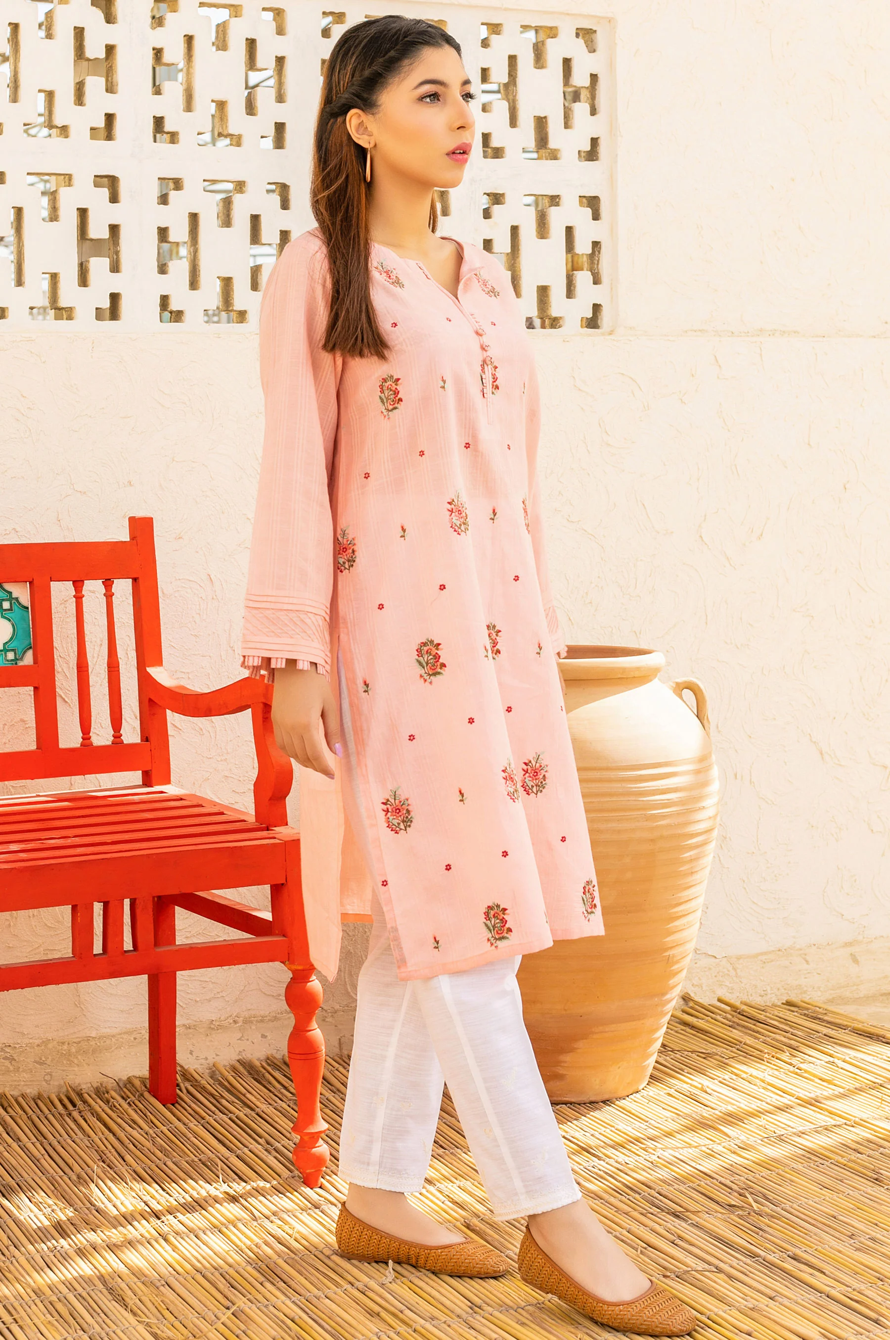 Stitched 1 Piece Embroidered Doria Shirt - Image 4