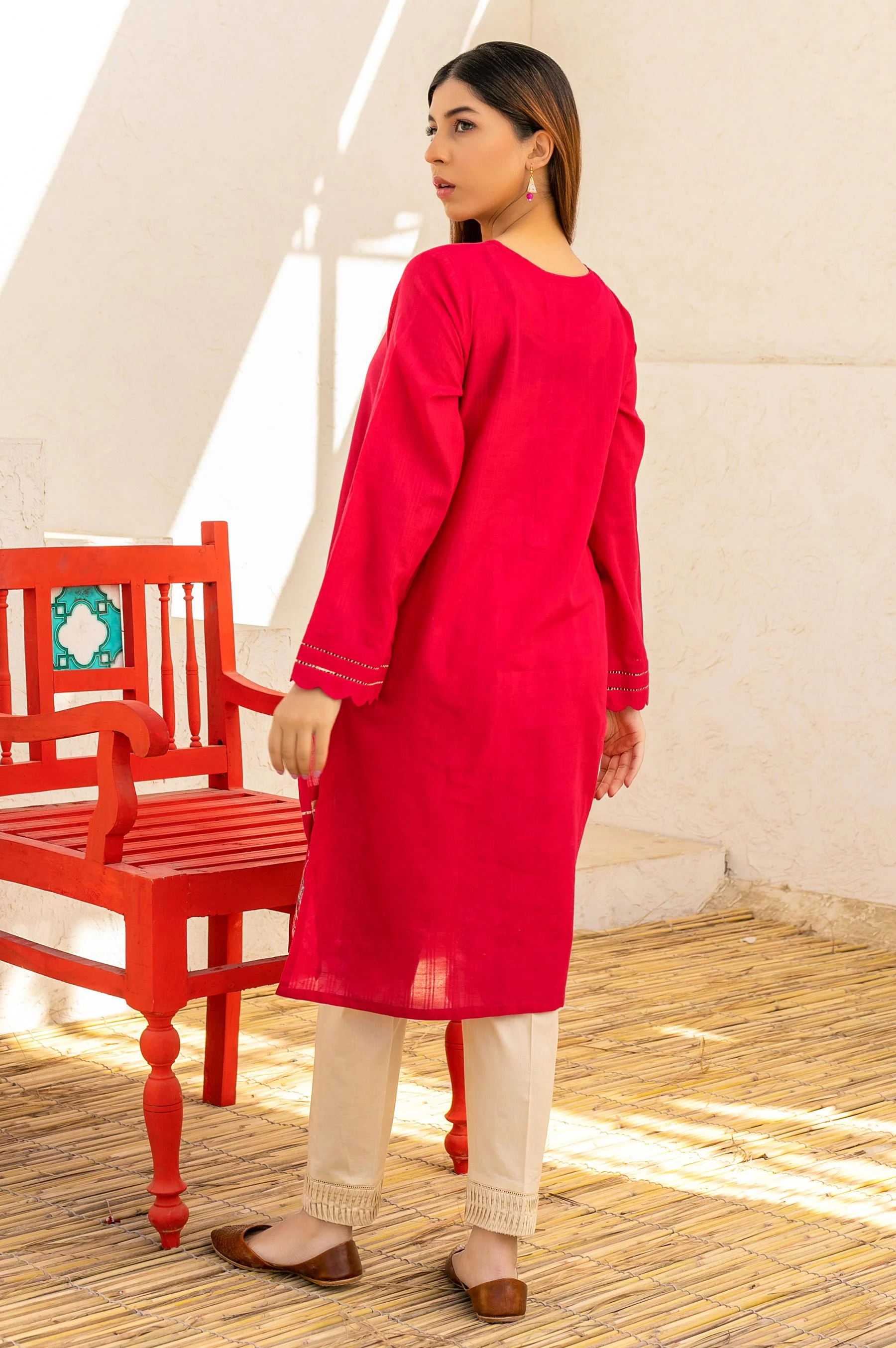 Stitched 1 Piece Embroidered Doria Shirt - Image 3