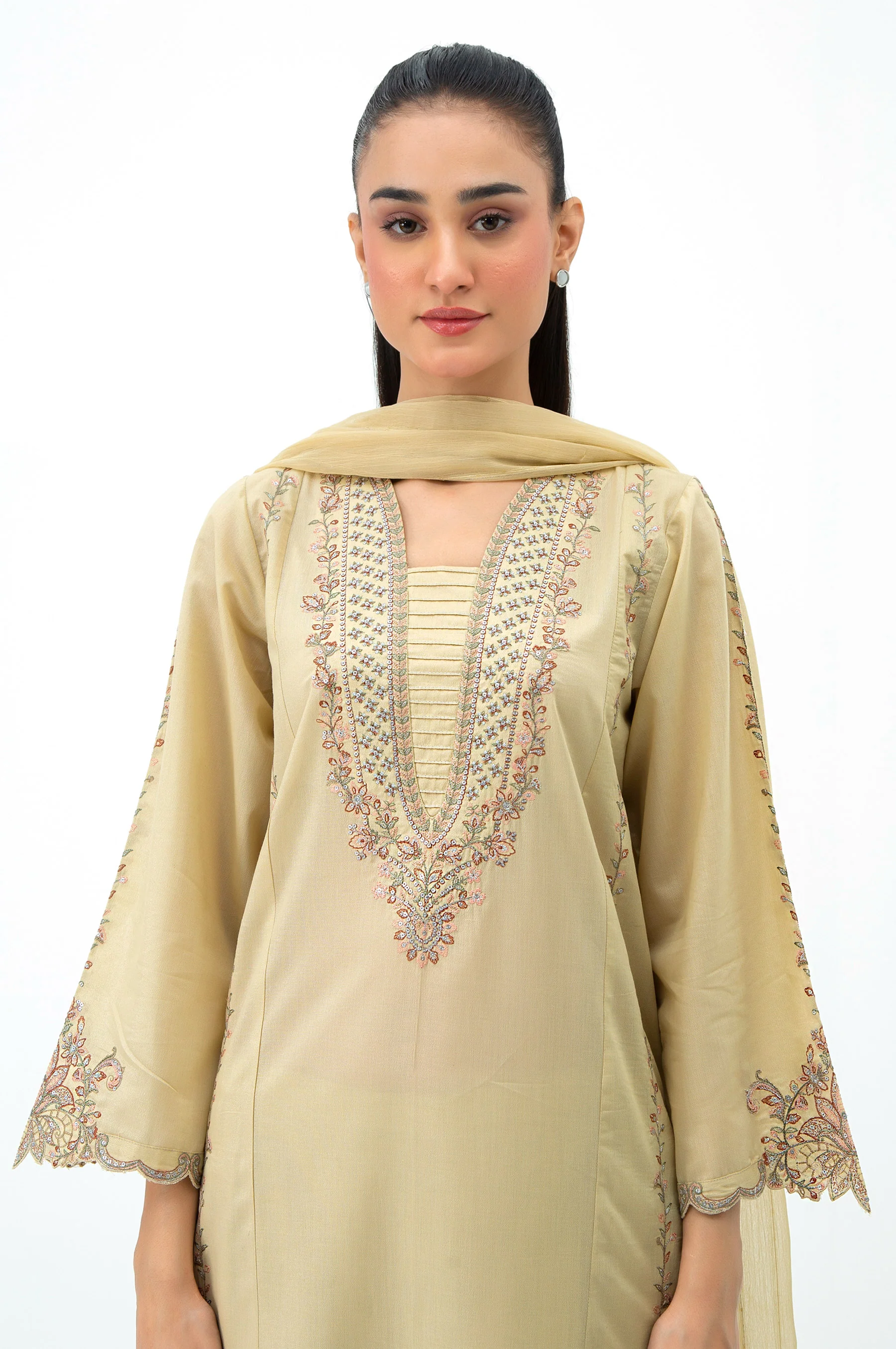 EMBROIDERED CAMBRIC STITCHED 3 PIECE SUIT - Image 6