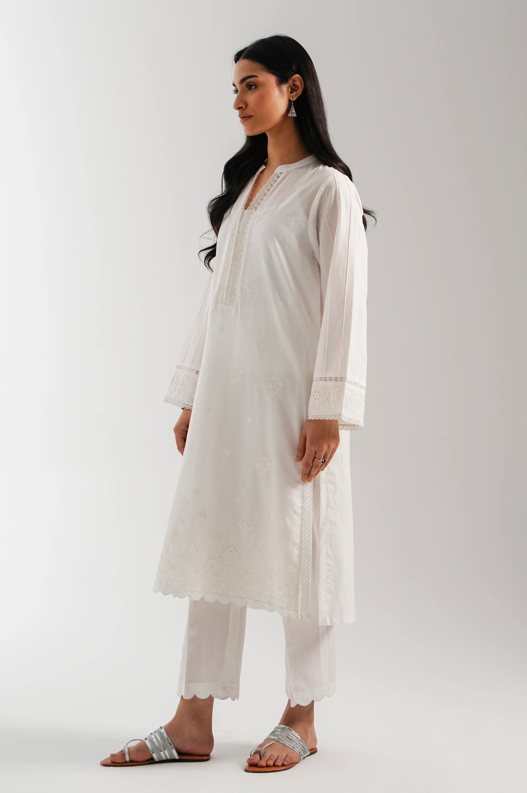 Stitched 1 Piece Dyed Embroidered Irish Chikankari Shirt - Image 3