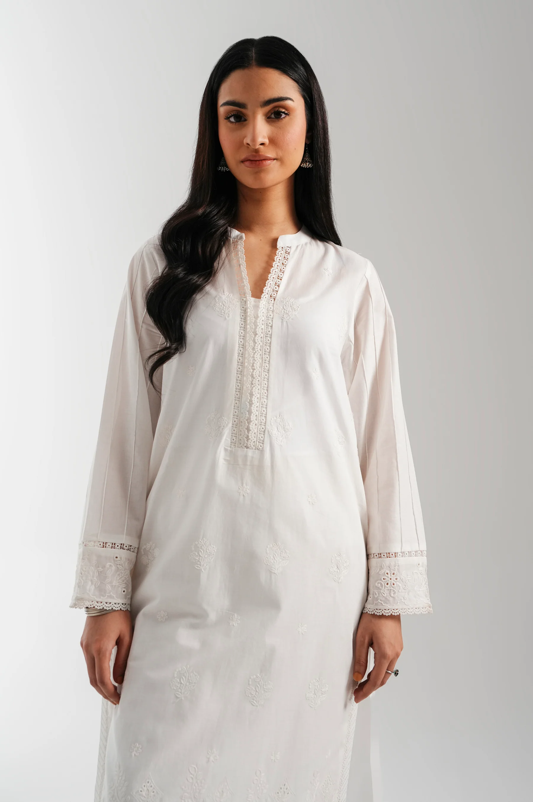 Stitched 1 Piece Dyed Embroidered Irish Chikankari Shirt - Image 6