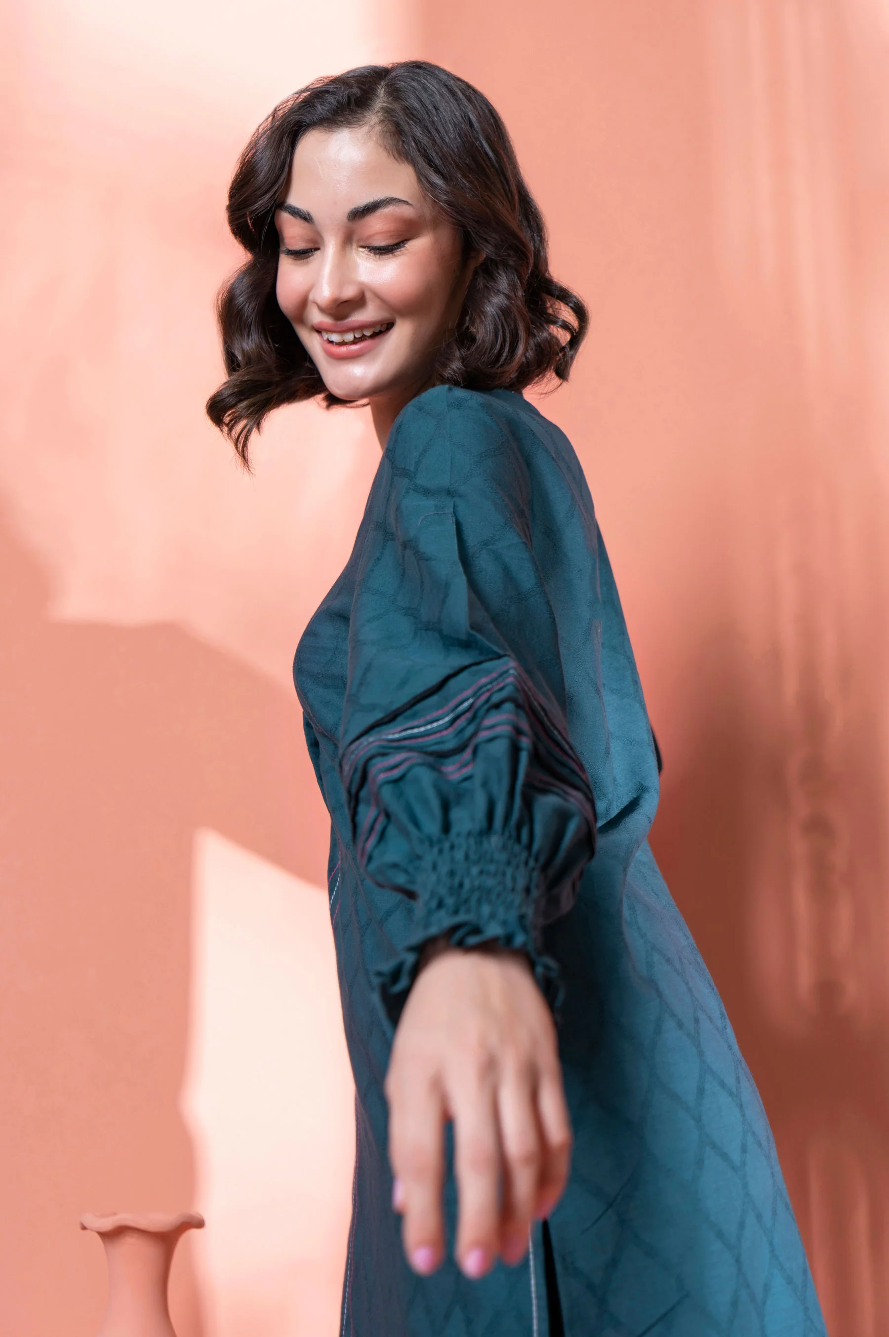 Stitched 1 Piece Embellished Jacquard Kurta - Image 6