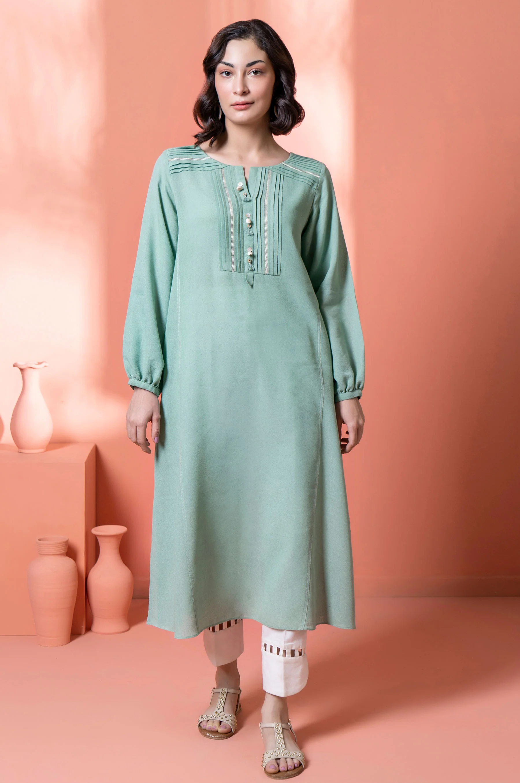 Stitched 1 Piece Embellished Karandi Shirt - Image 3