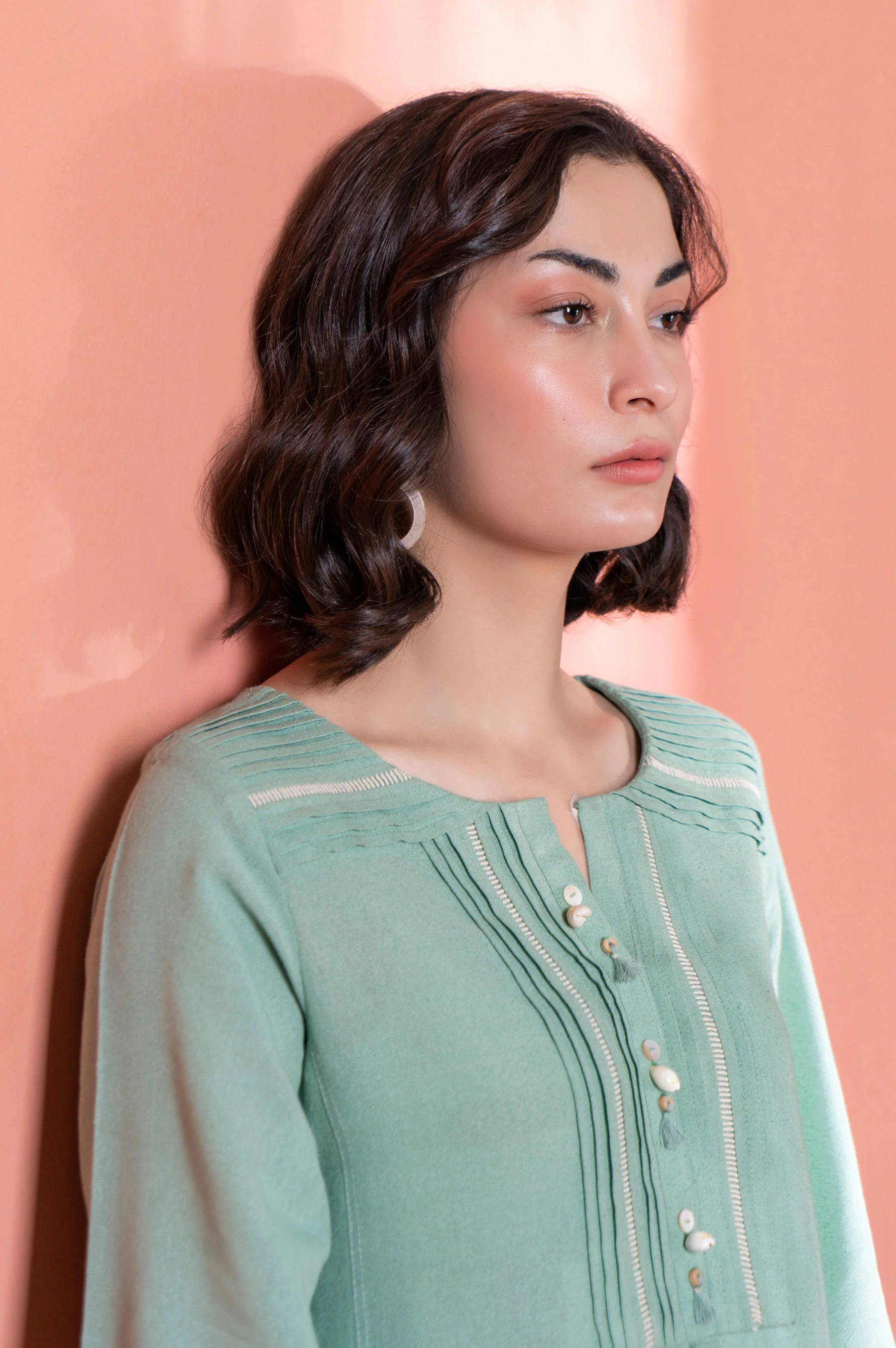 Stitched 1 Piece Embellished Karandi Shirt - Image 6