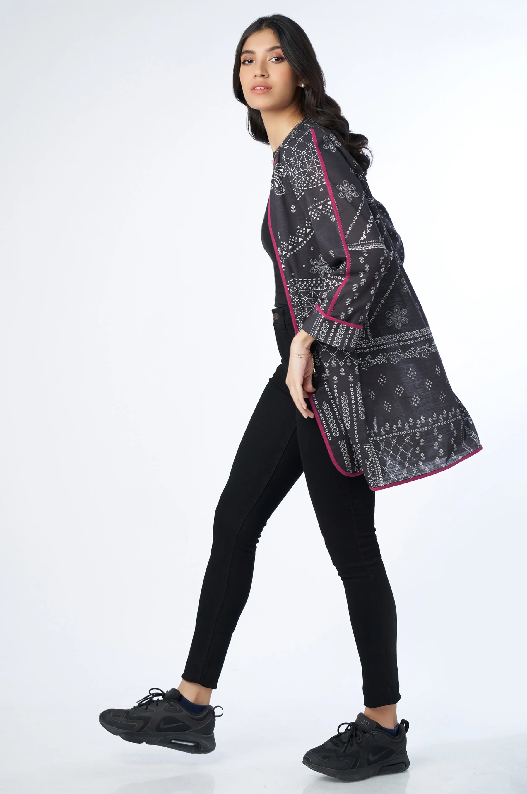 Stitched 1 Piece Embellished Khaddar Printed Jacket - Image 2
